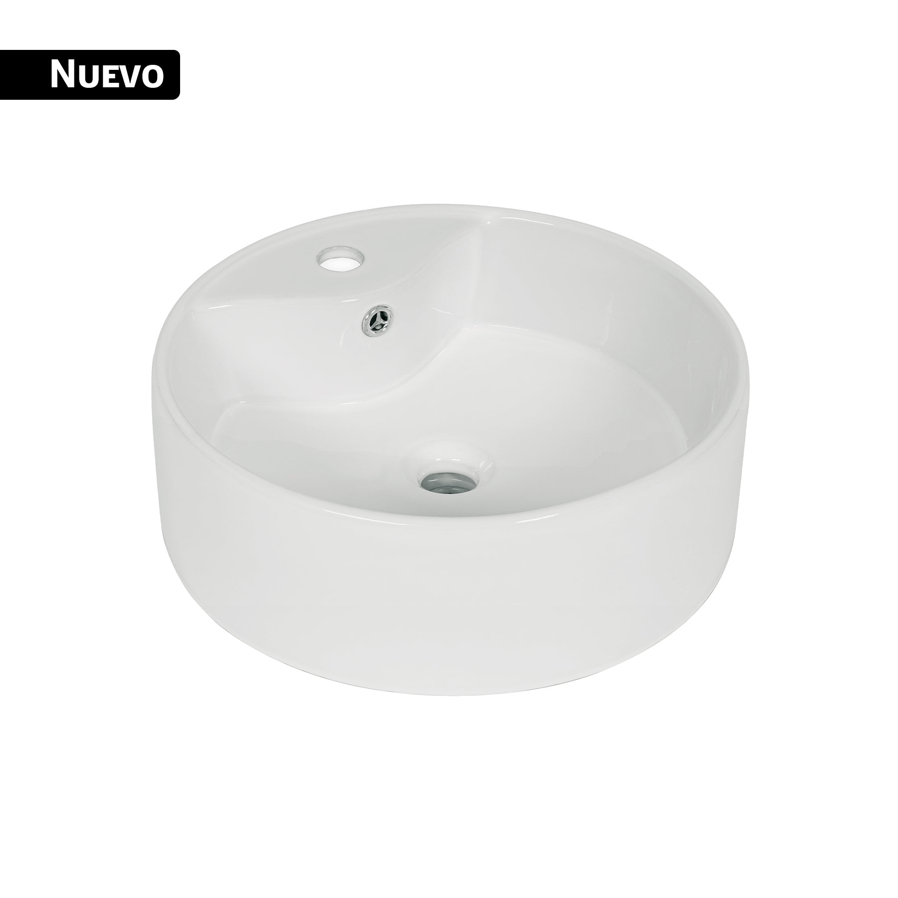 Lavabo de porcelana de sobreponer redondo, blanco, Foset, MUBA-11B, 44178