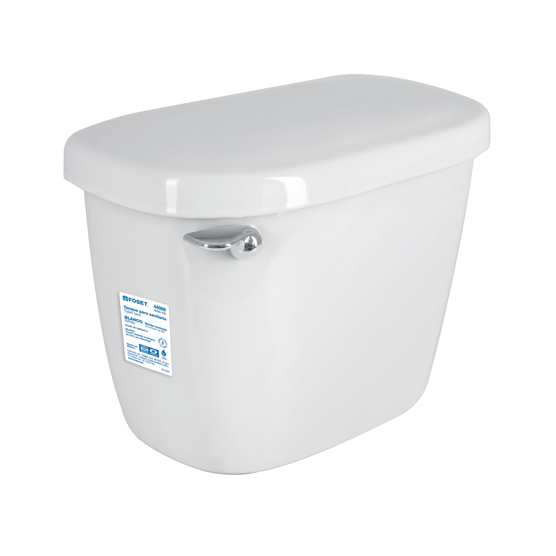 Tanque bajo de porcelana con accesorios, blanco, Foset