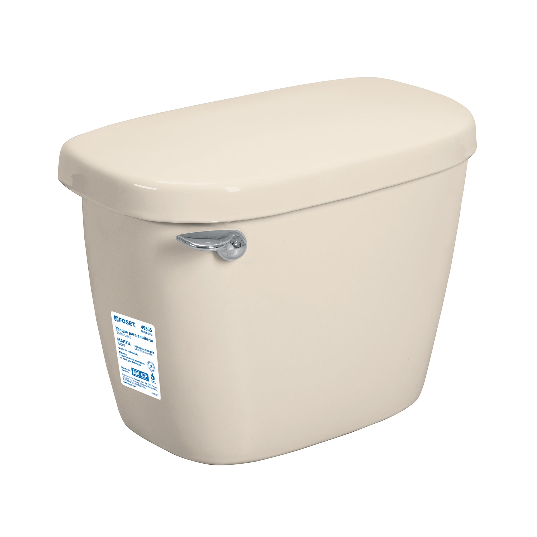 Tanque bajo de porcelana con accesorios, marfil, Foset