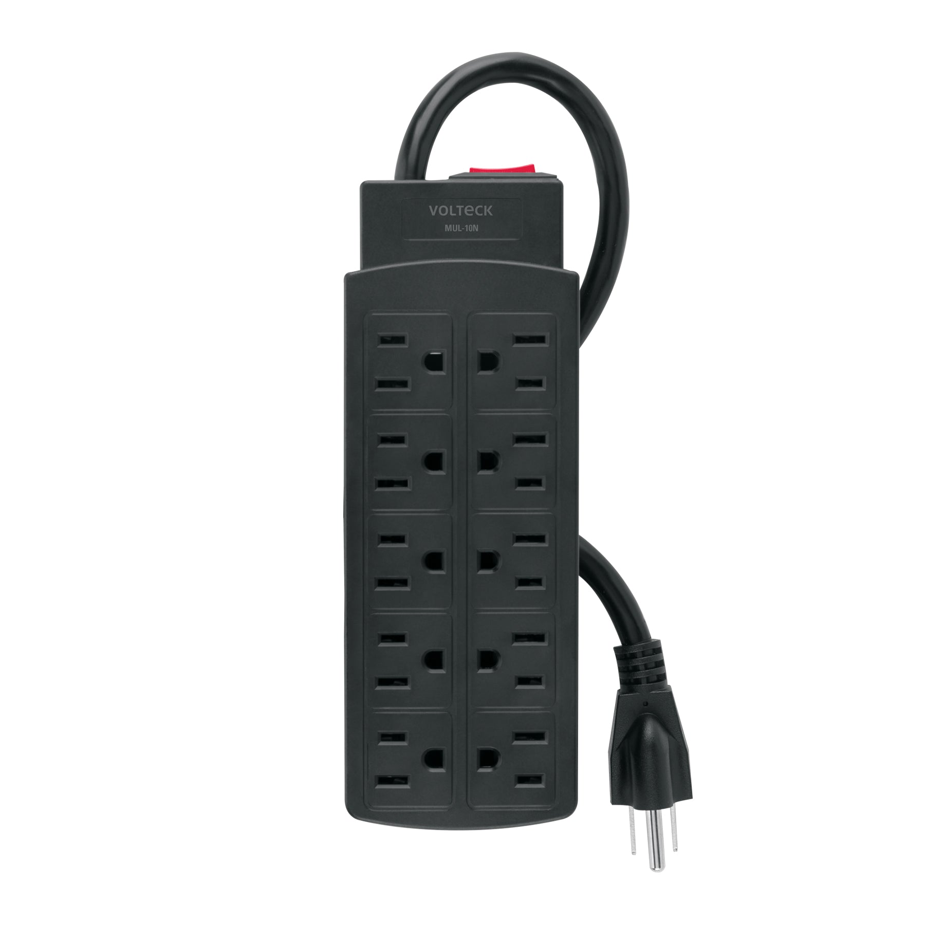 Multicontacto de uso rudo con 10 entradas, negro, VOLTECK