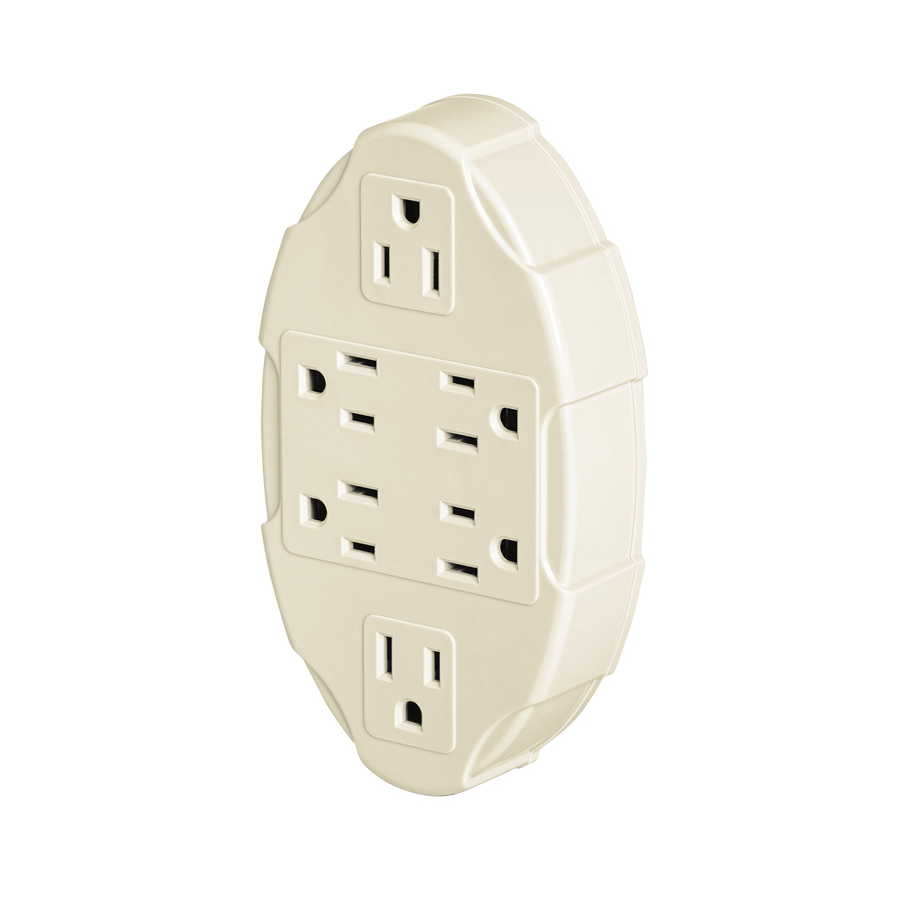 Multicontacto aterrizado ovalado, 6 entradas, Volteck