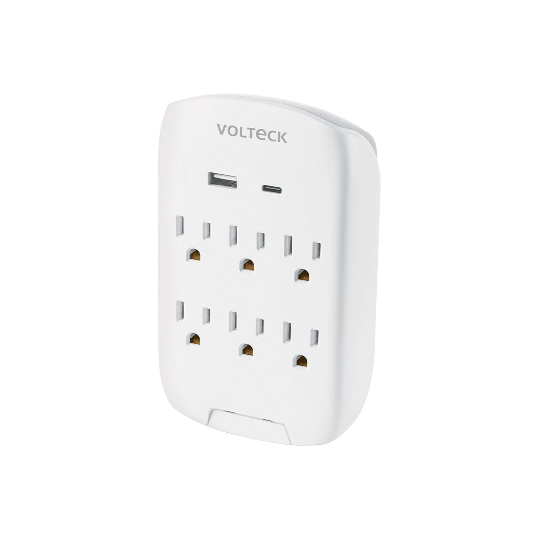 Multicontacto de pared, 800 Joules, 6 contactos y 2 USB A+C, Volteck, MUL-682U, 45747
