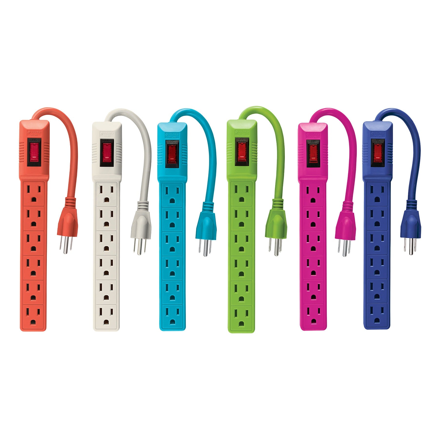 Multicontacto 16 AWG doméstico 6 entradas, colores a granel