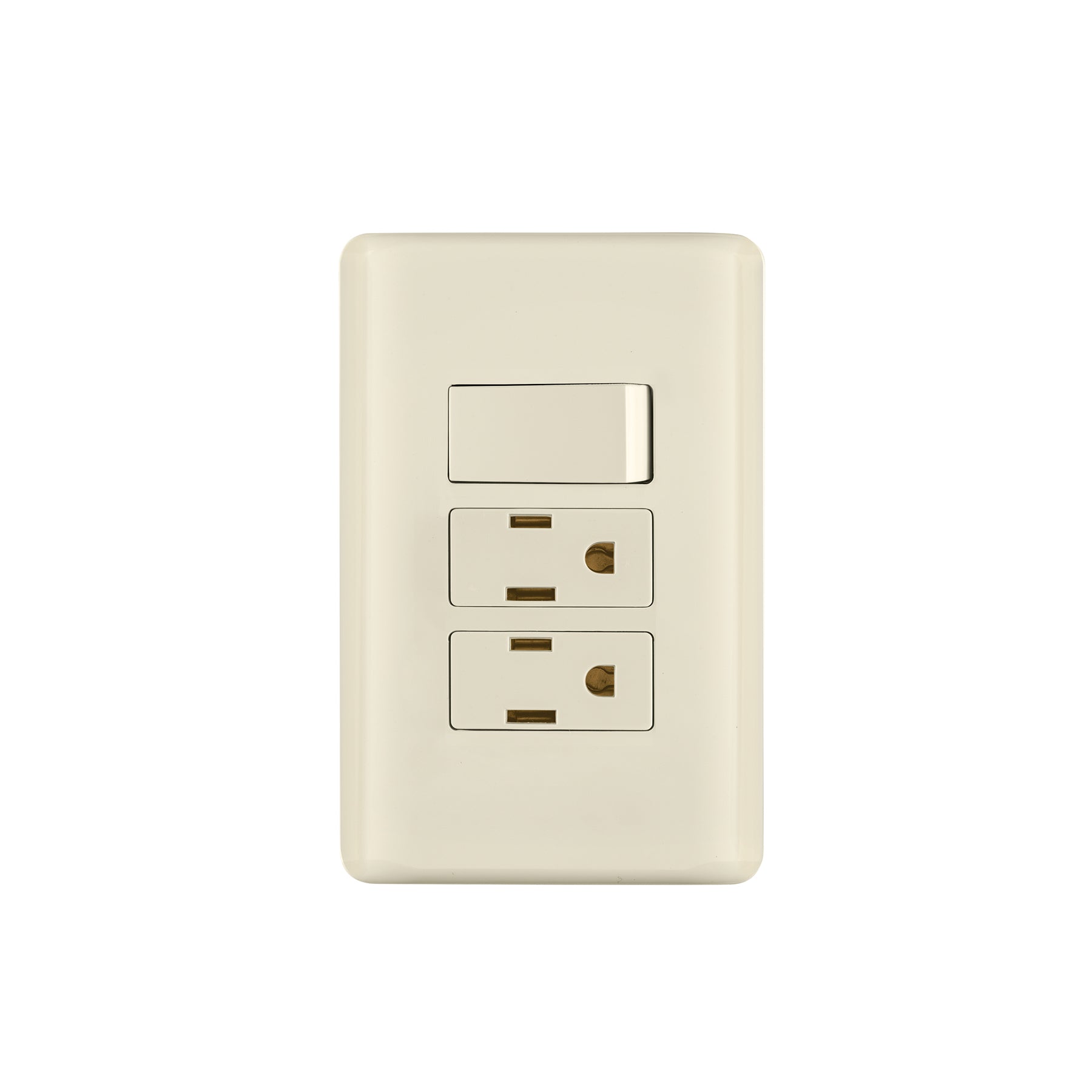 Placa armada interruptor y 2 contactos, marfil, BASIC, Volteck, PA-APCO-B3I, 26633