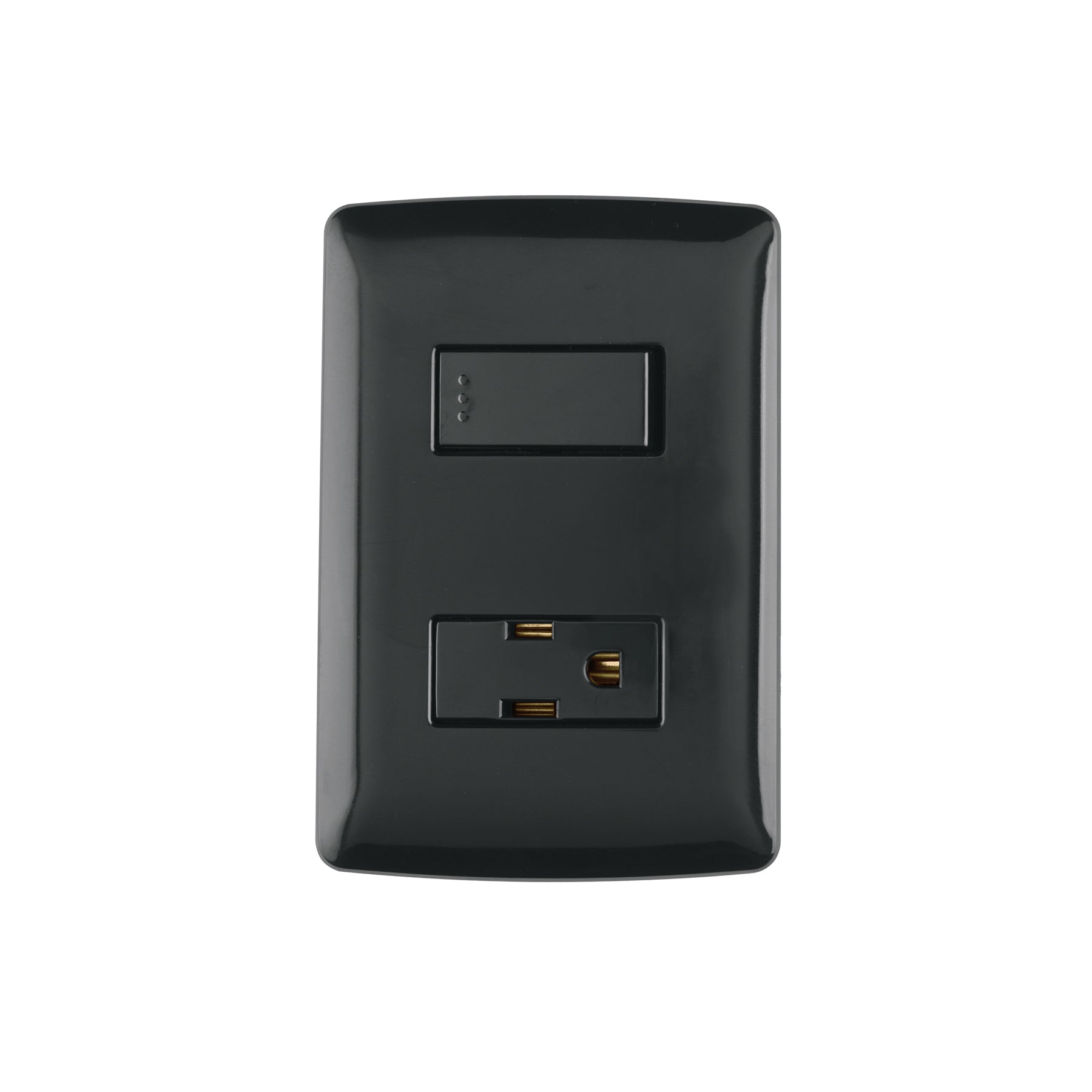 Placa armada contacto e interruptor, negro, línea Italiana, Volteck, PA-APCO-IN, 47591