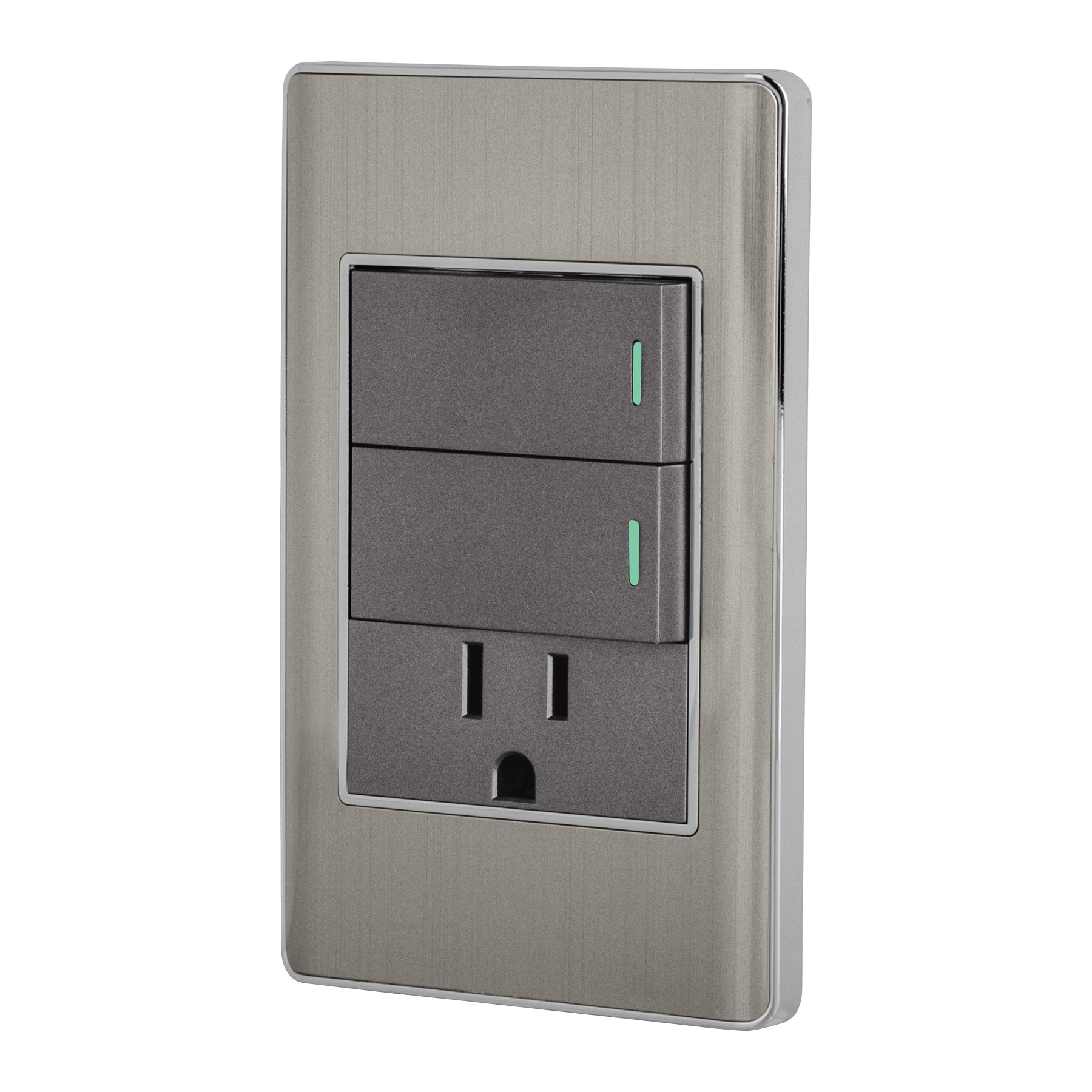 Placa armada acero 2 interruptores y contacto 1 módelo,Lisboa