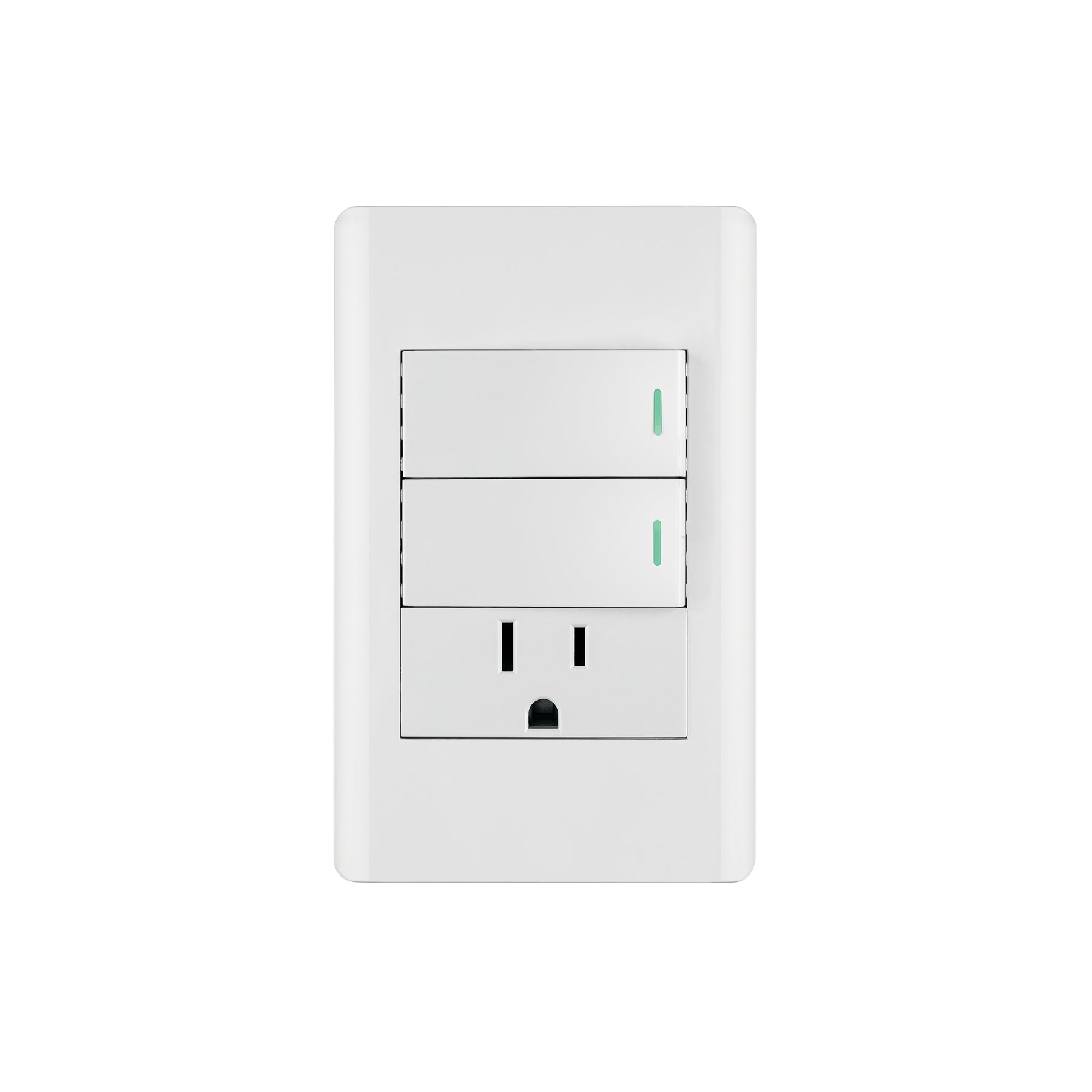 Placa armada blanca 2 interruptores y contacto 1 mód, Lisboa, Volteck, PA-APCO-L2B, 47967
