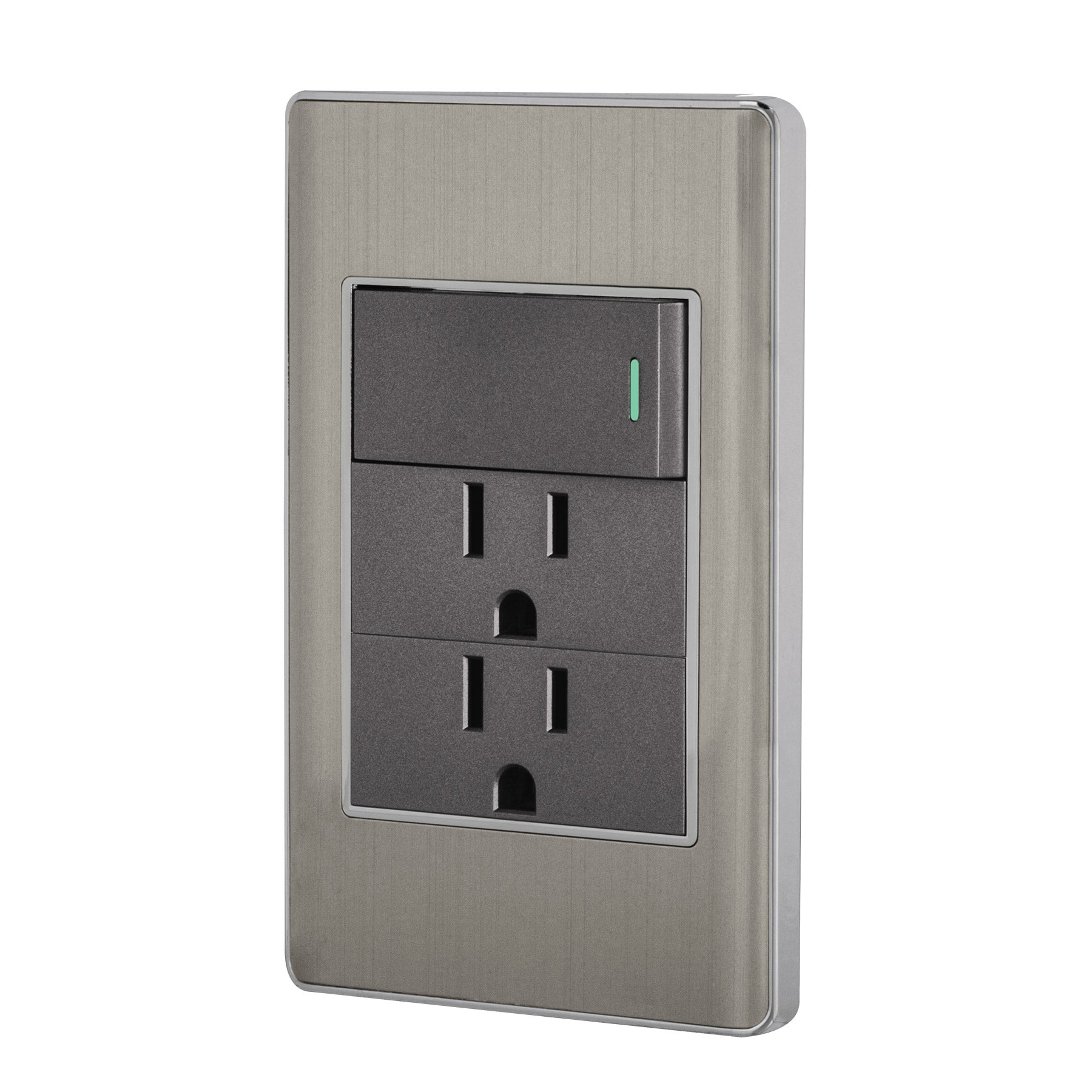 Placa armada acero interruptor y 2 contactos 1 módelo, Lisboa