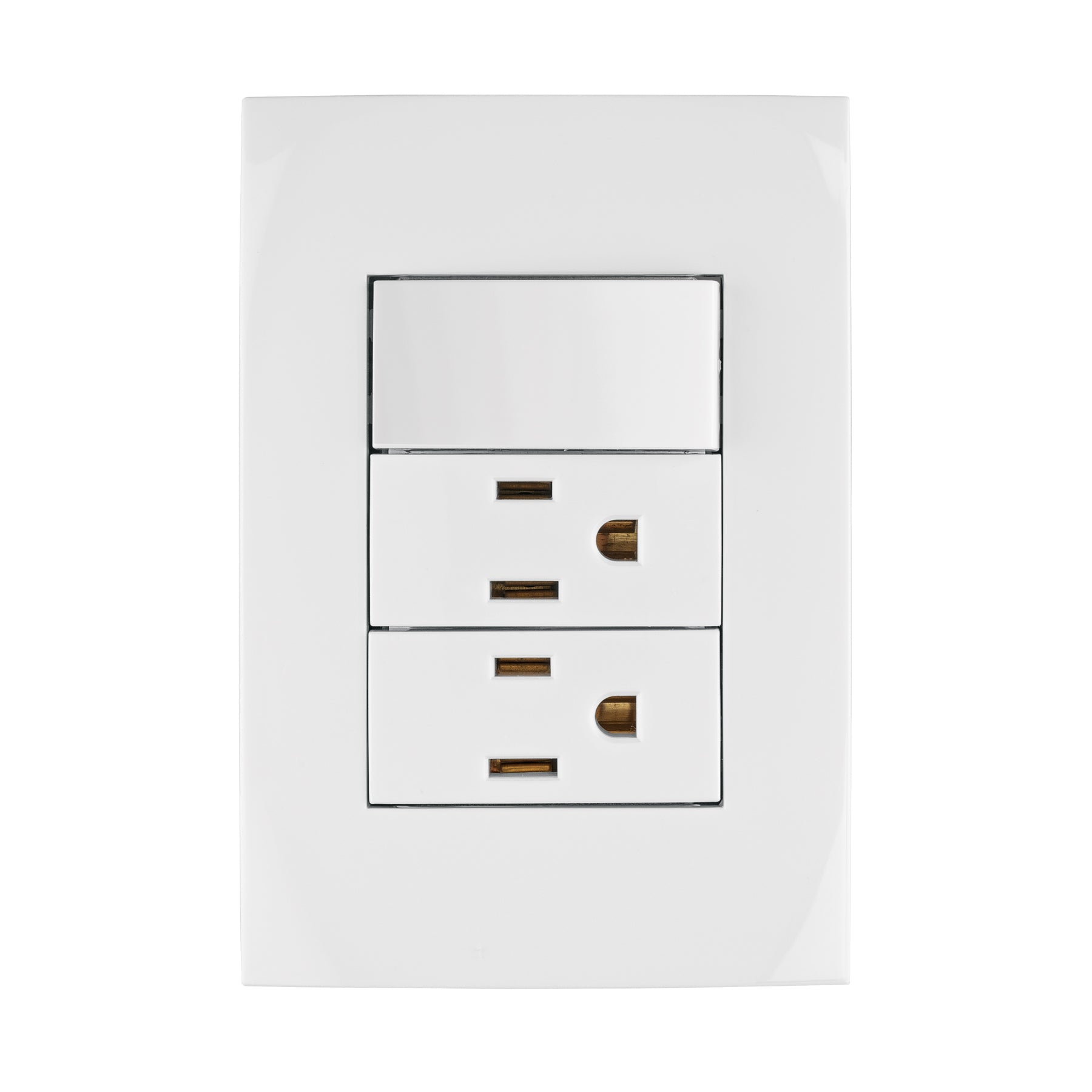 Placa armada 2 contactos e interruptor, línea Oslo, blanco