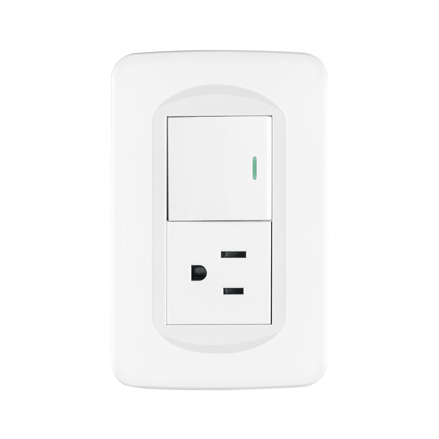 Placa armada interruptor y contacto 1.5 módulos, Toledo