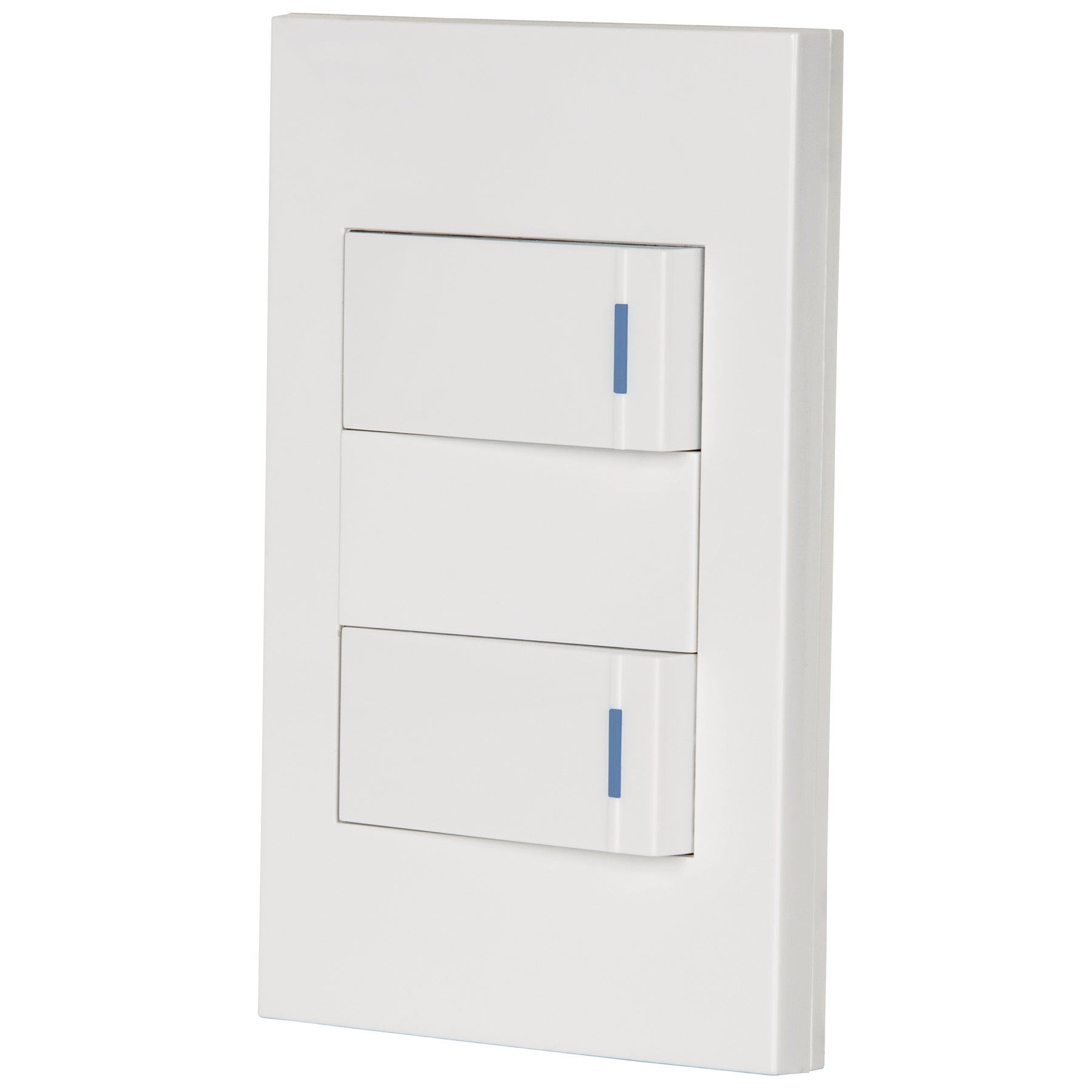 Placa armada 2 interruptores 1de 3vías,1 mod,Española,blanco