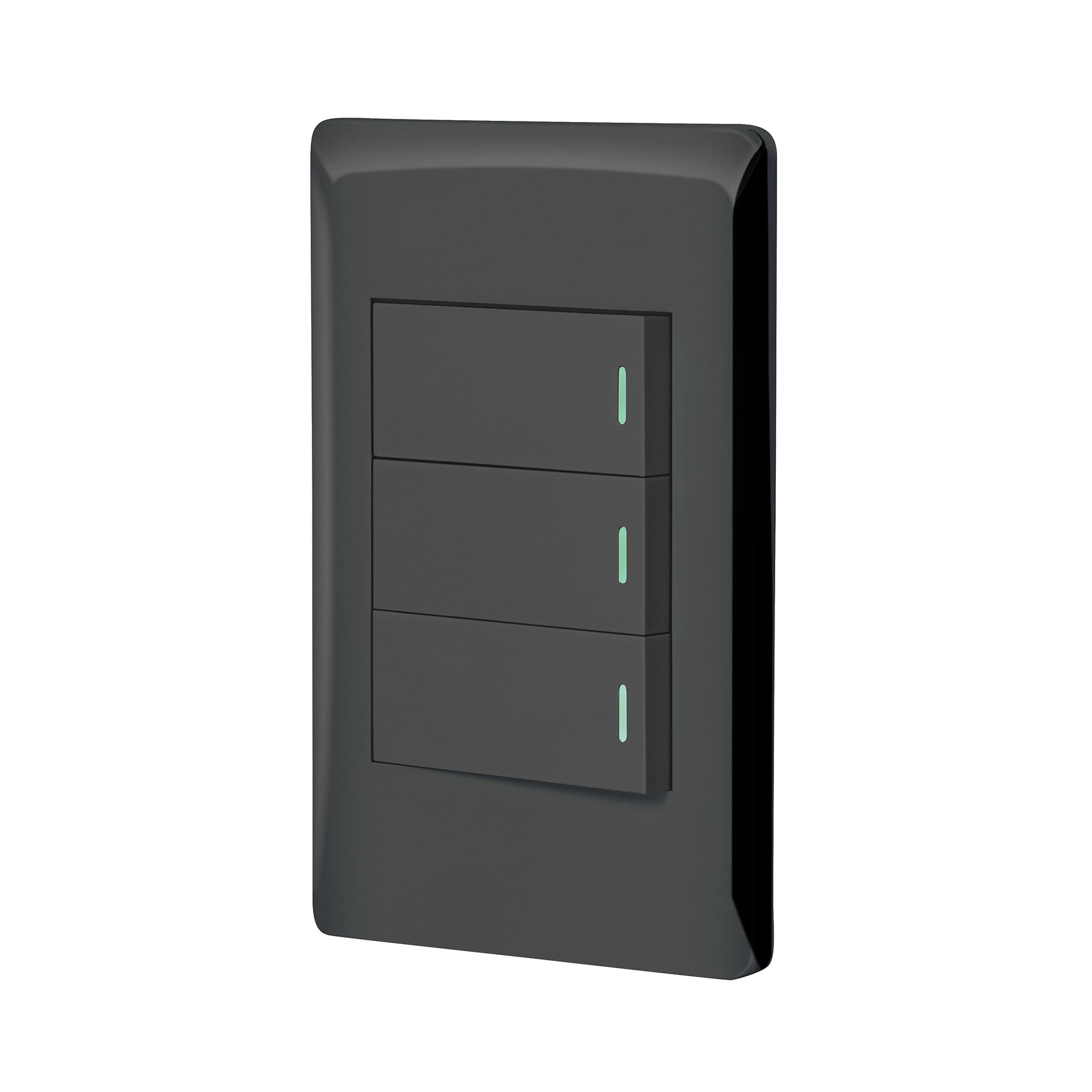 Placa armada negra 3 interruptores 1 módeloulo, Lisboa, Volteck