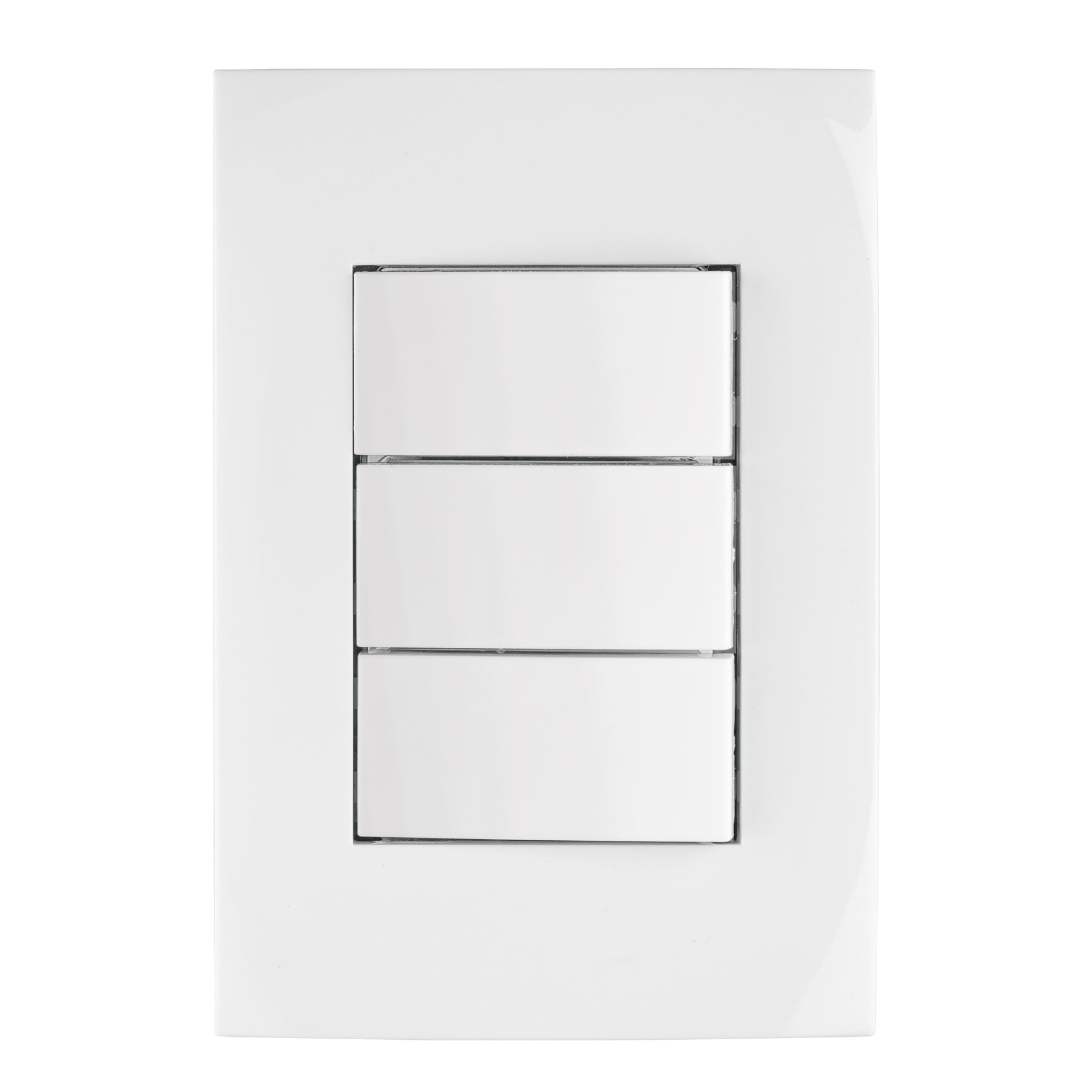 Placa armada 3 interruptores sencillos, línea Oslo, blanco