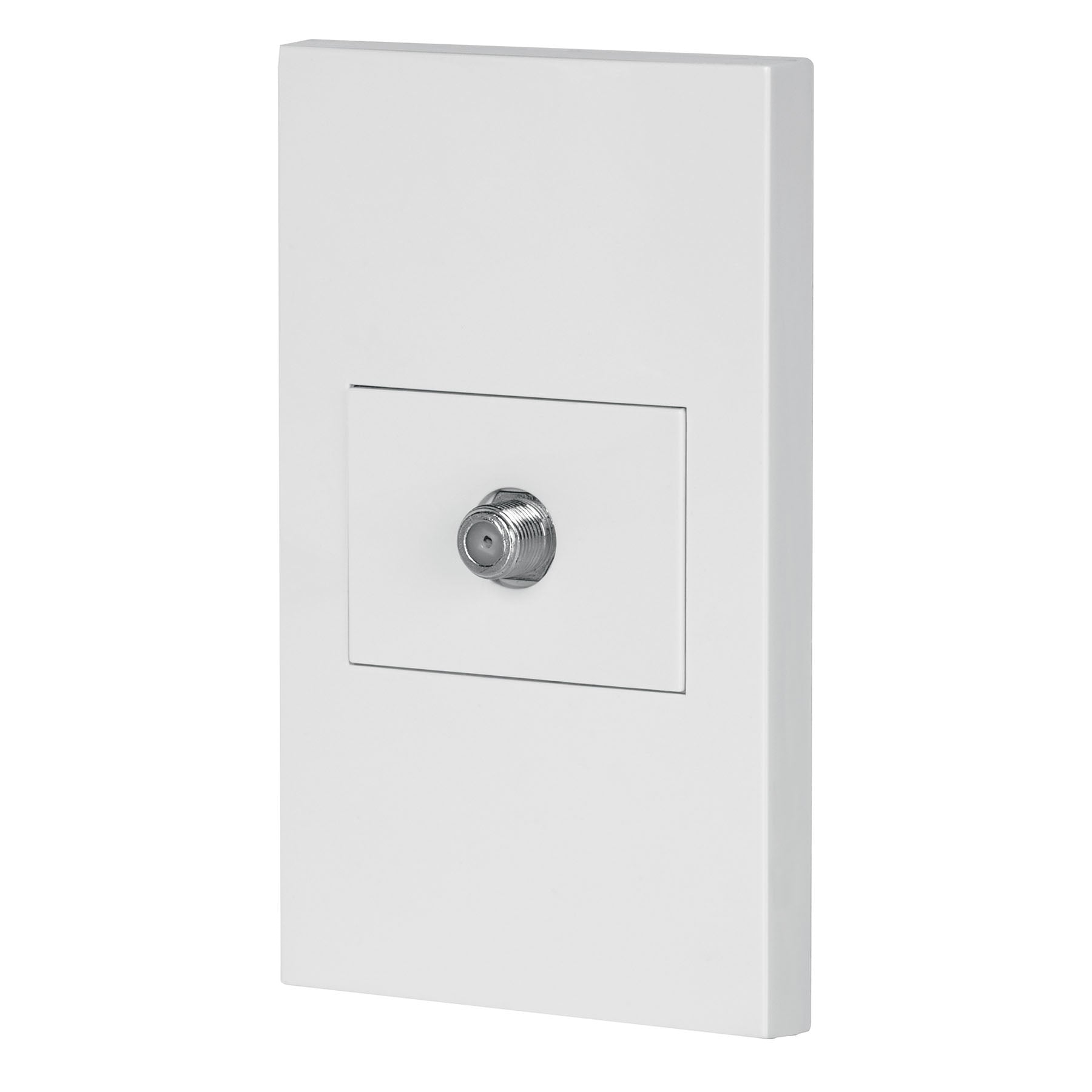 Placa armada 1 toma de TV, 1.5 módeloulos, Española, blanco