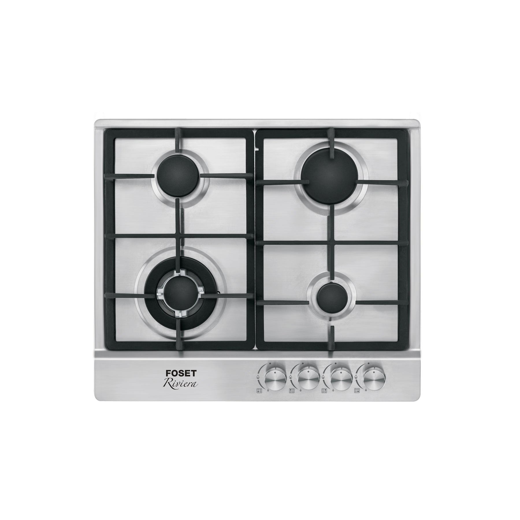 Parrilla gas empotrable 60cm, 4 quem, acero inoxidable Riviera