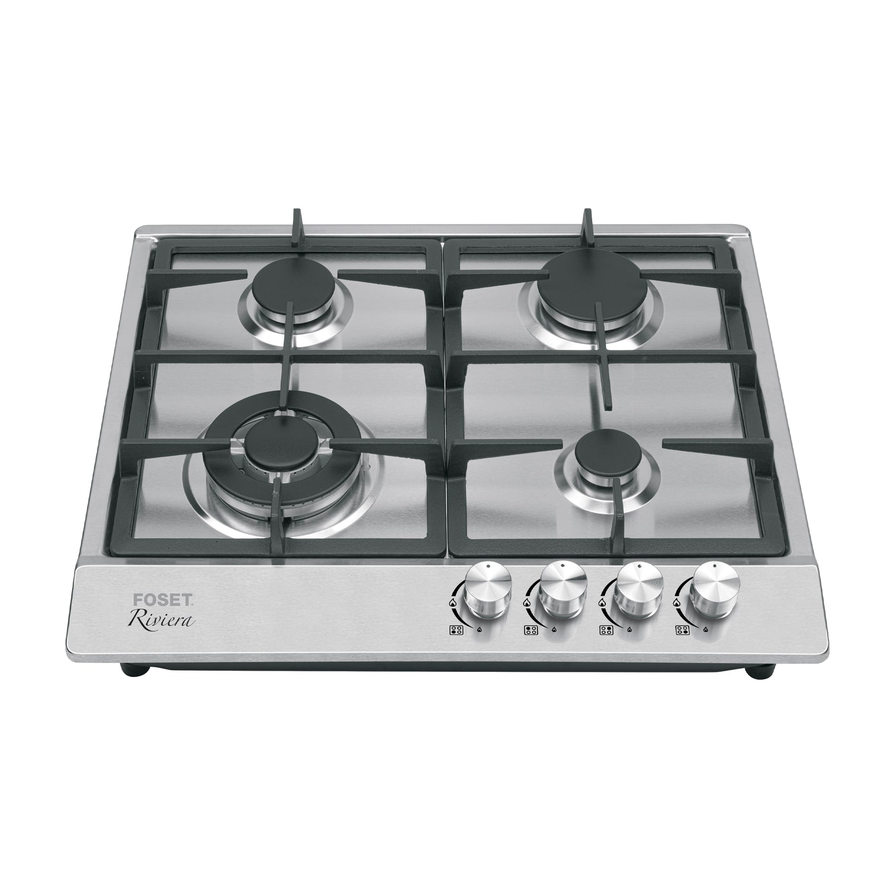 Parrilla gas empotrable 60cm, 4 quem, acero inoxidable Riviera