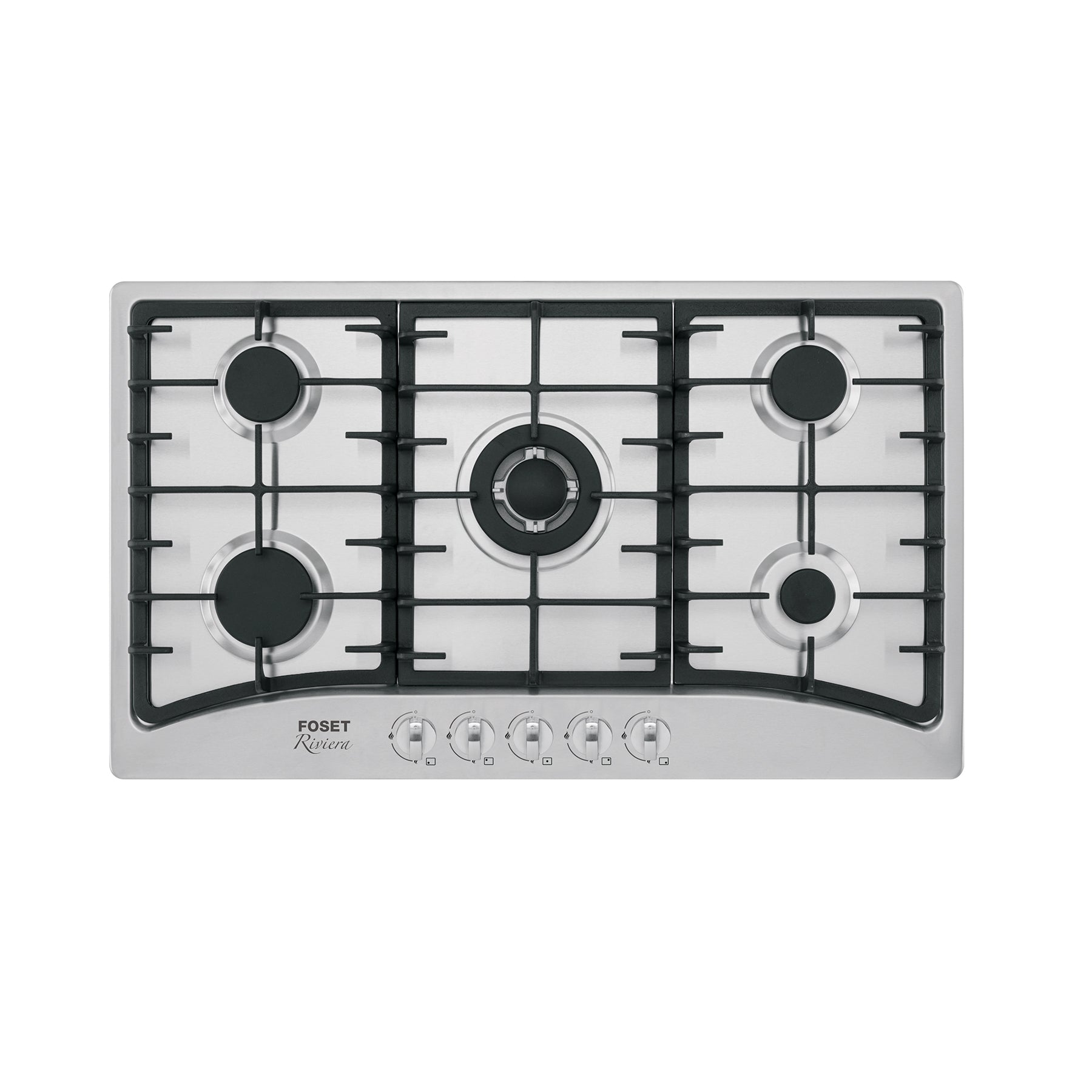 Parrilla gas empotrable 90cm, 5 quem, acero inoxidable Riviera
