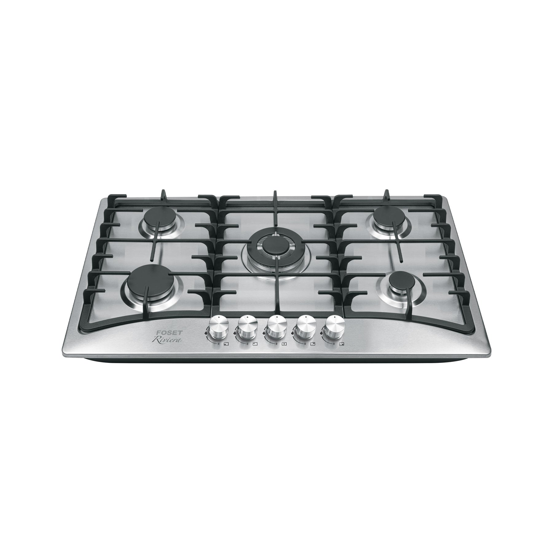 Parrilla gas empotrable 90cm, 5 quem, acero inoxidable Riviera