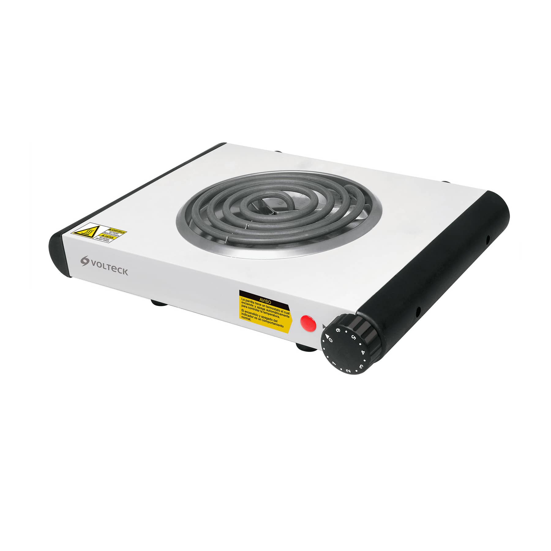 Parrilla eléctrica 1 quemador en espiral, blanca, VOLTECK