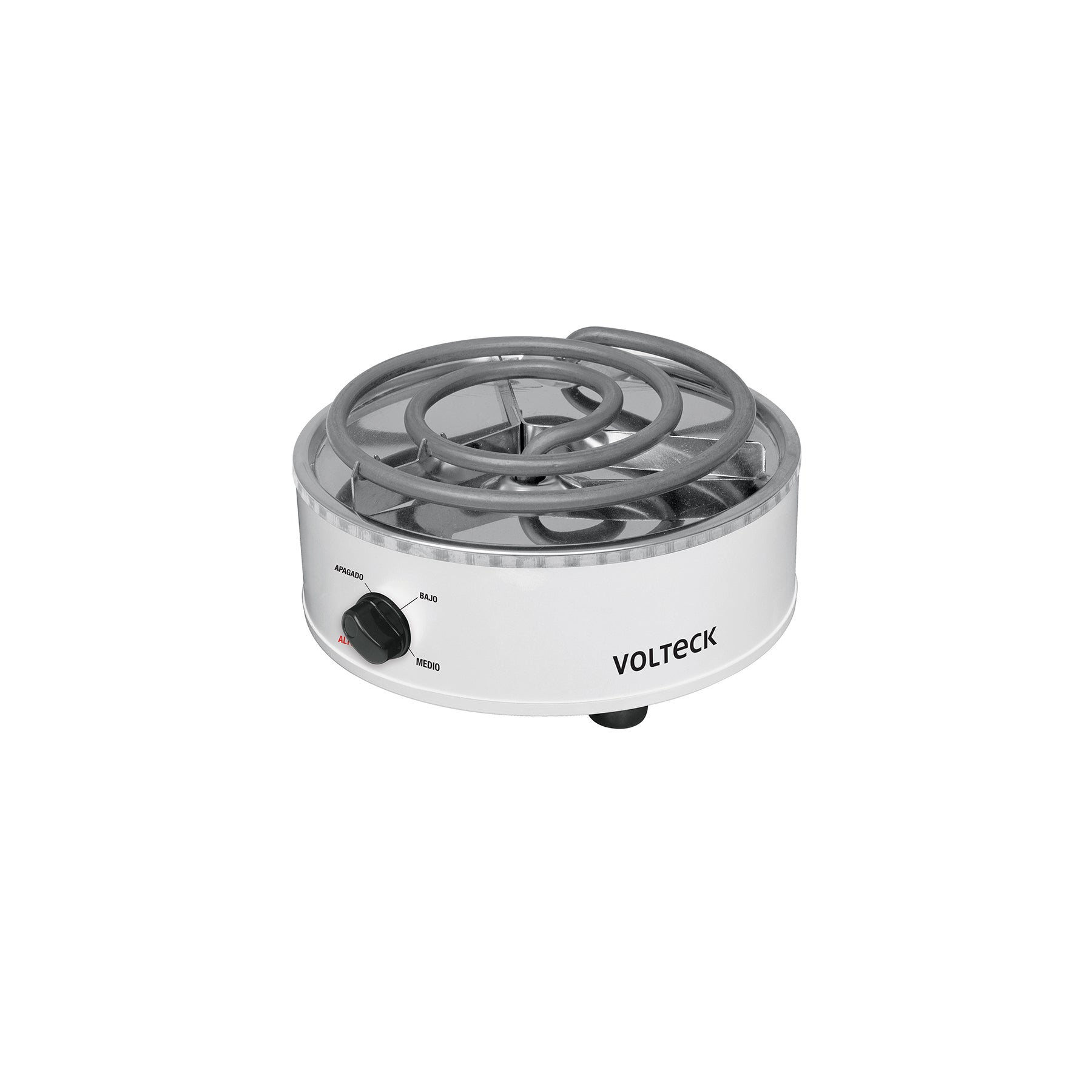 Parrilla eléctrica red. 1 quemador espiral, blanca, VOLTECK