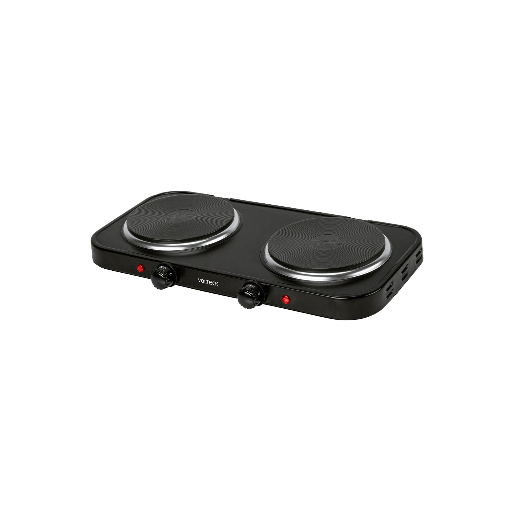 Parrilla eléctrica 2 quemadores de disco, negra, VOLTECK