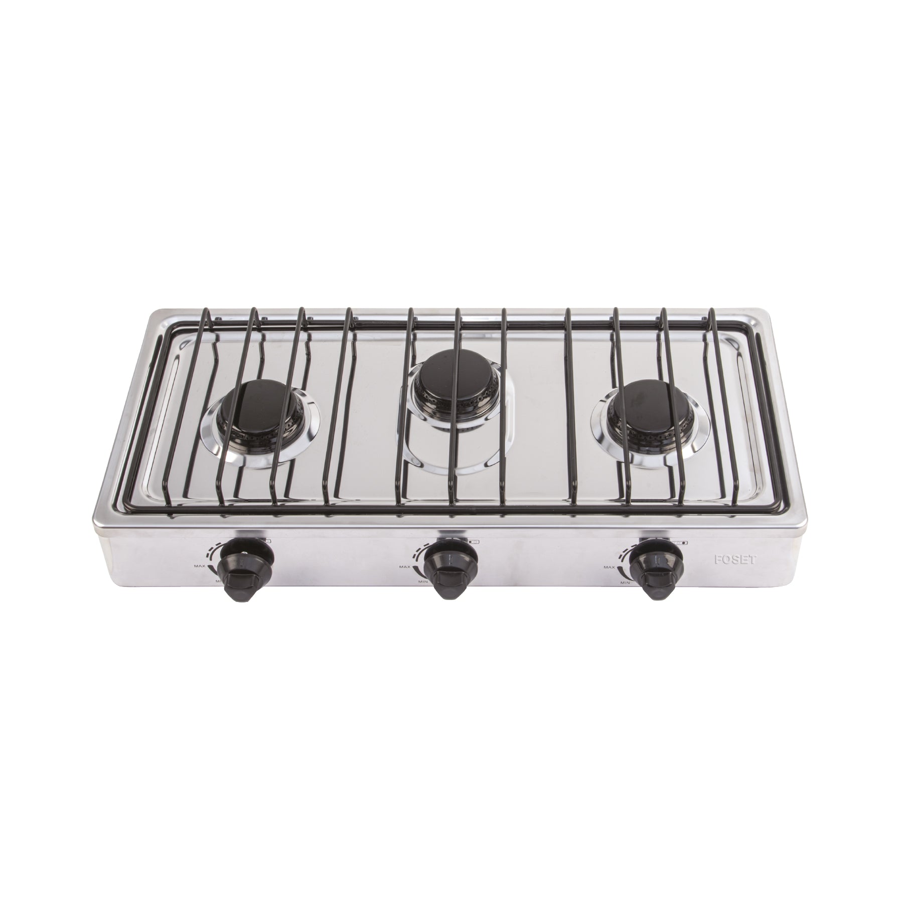 Parrilla de gas de sobreponer 3 quemadores, inoxidable Foset