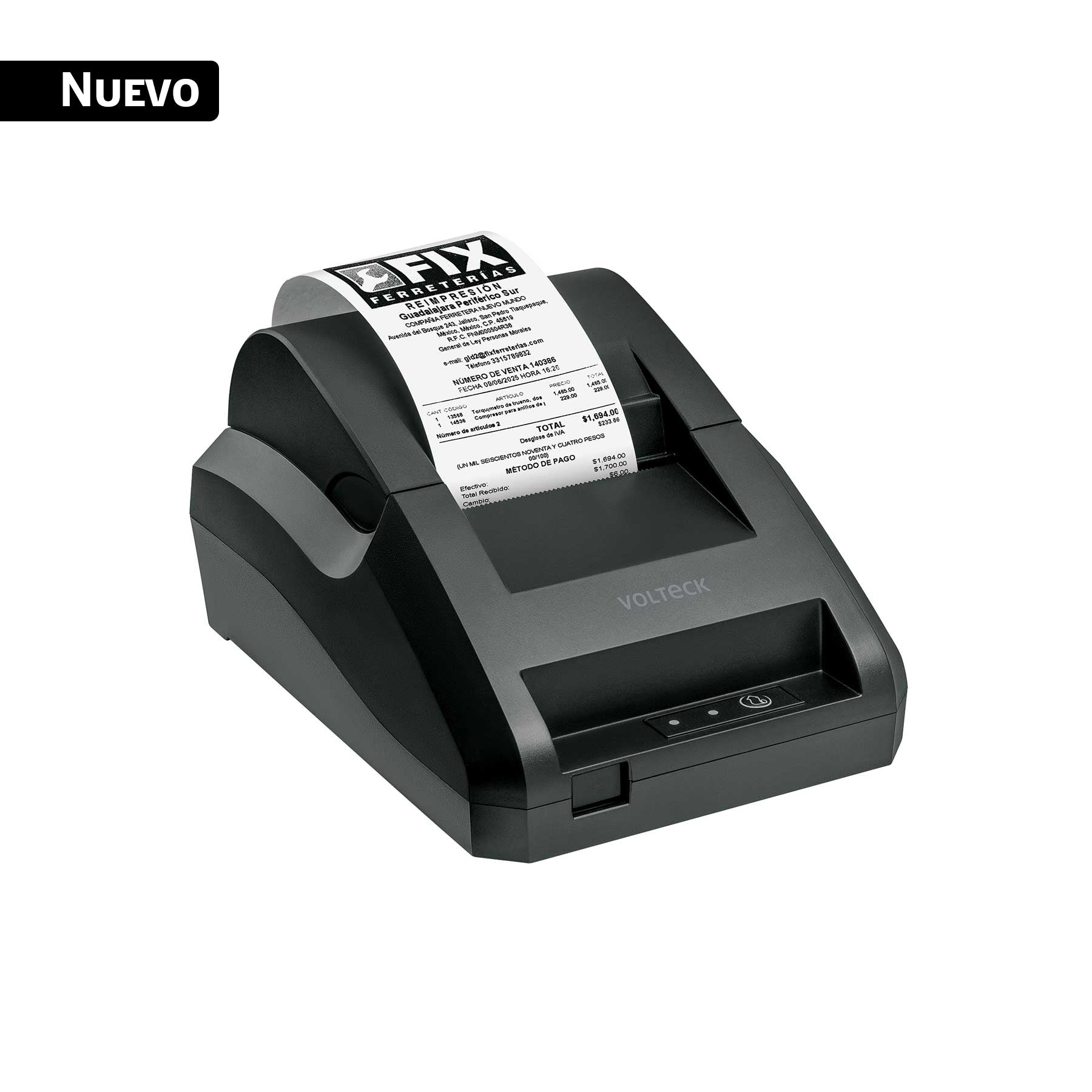 Impresora de tickets 58mm, USB+BT, corte manual, VOLTECK