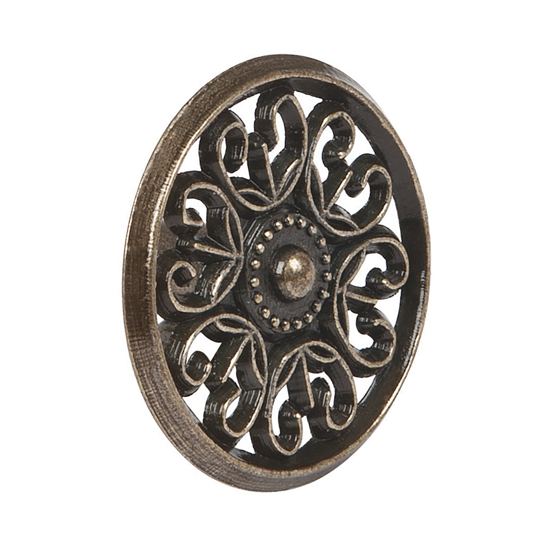 Perilla metálica estilo "Colonial", acabado latón antiguo