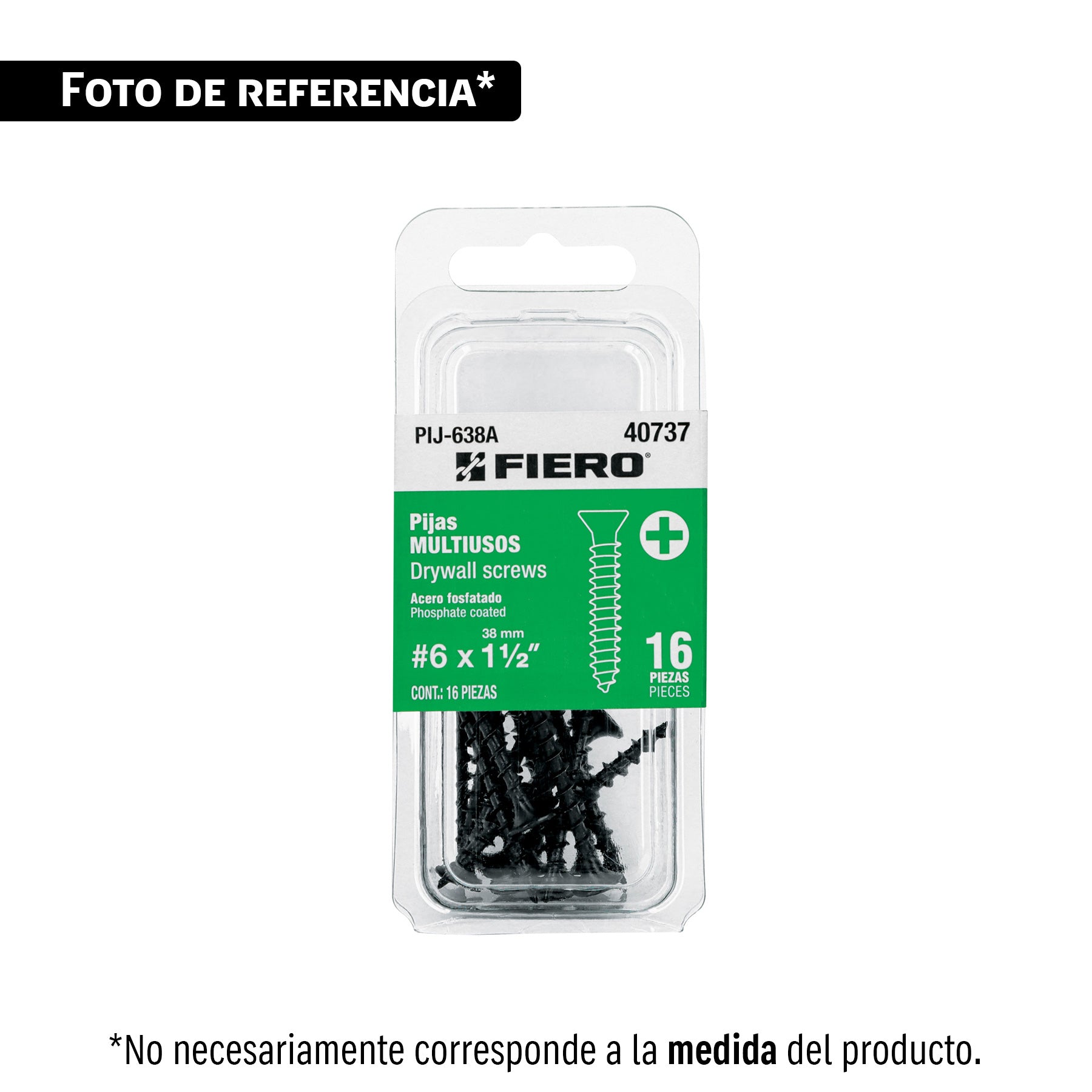 Blíster con 13 pijas #6 x 2" multiusos, Fiero