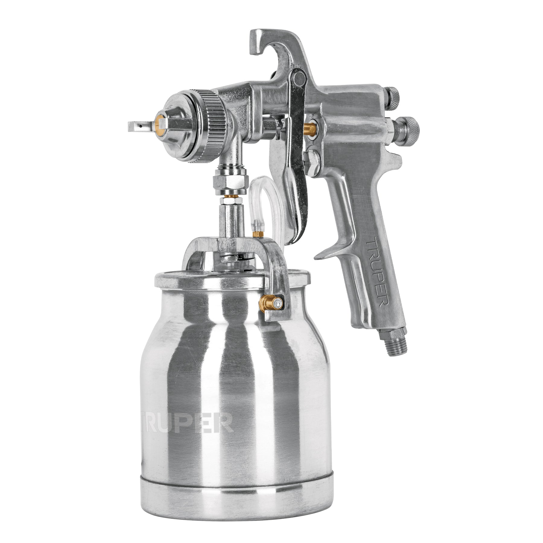 Pistola para pintar succión HVHP vaso alum, 1.8mm, 2 vál Truper