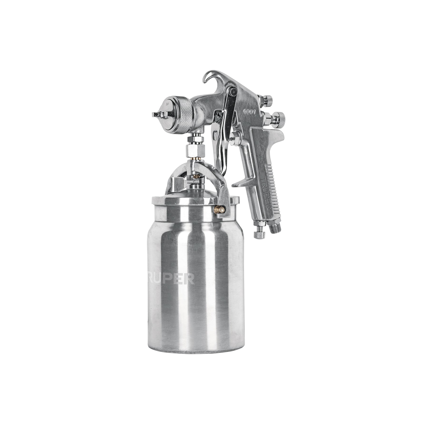 Pistola para pintar succión HVHP vaso alum, 1.8mm, 3 vál Truper