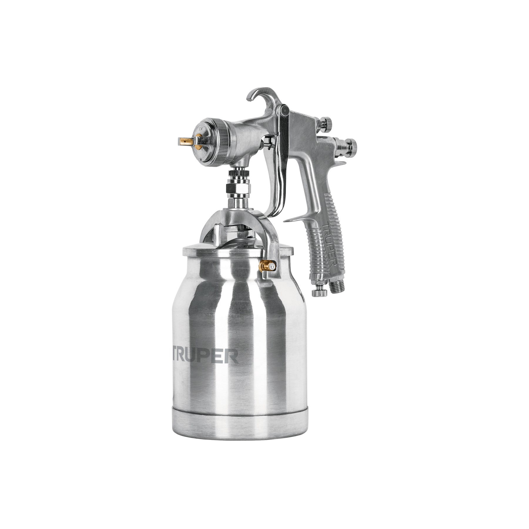 Pistola para pintar succión HVLP vaso aluminio, 1.4 mm, Truper