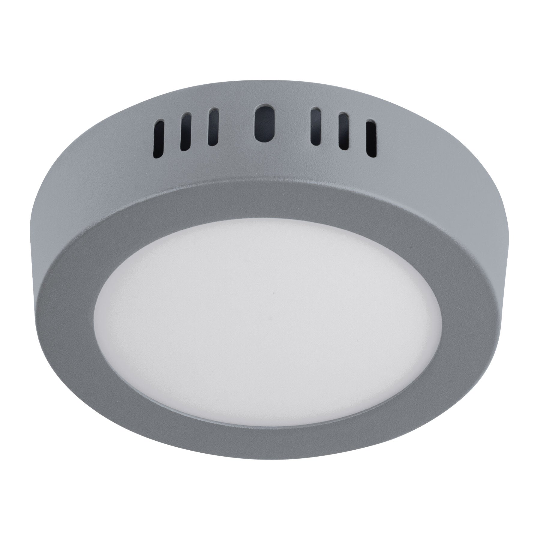 Luminario LED tipo plafón 6 W, redondo, luz de día, gris