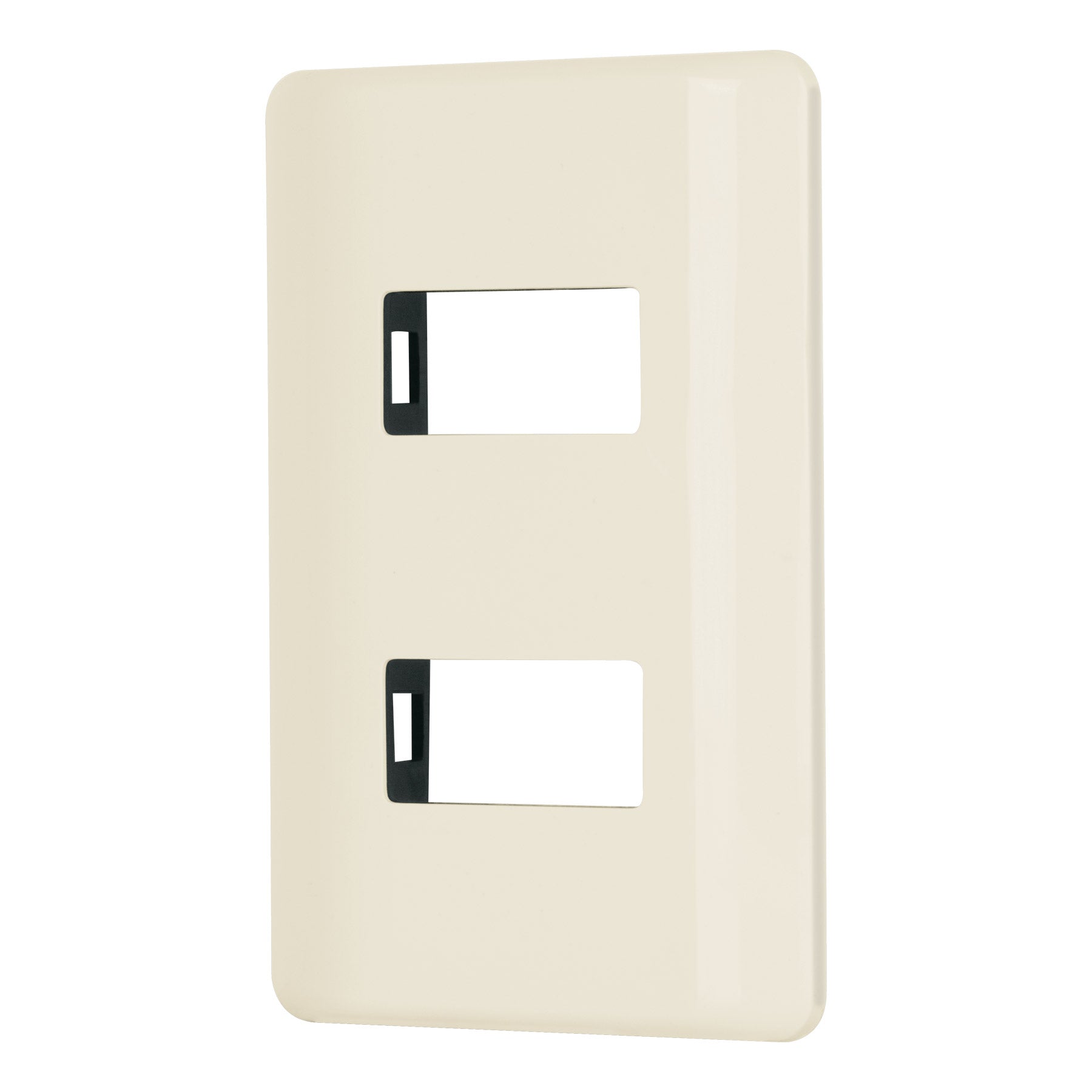 Placa 2 módeloulos, marfil, línea Volteck Basic