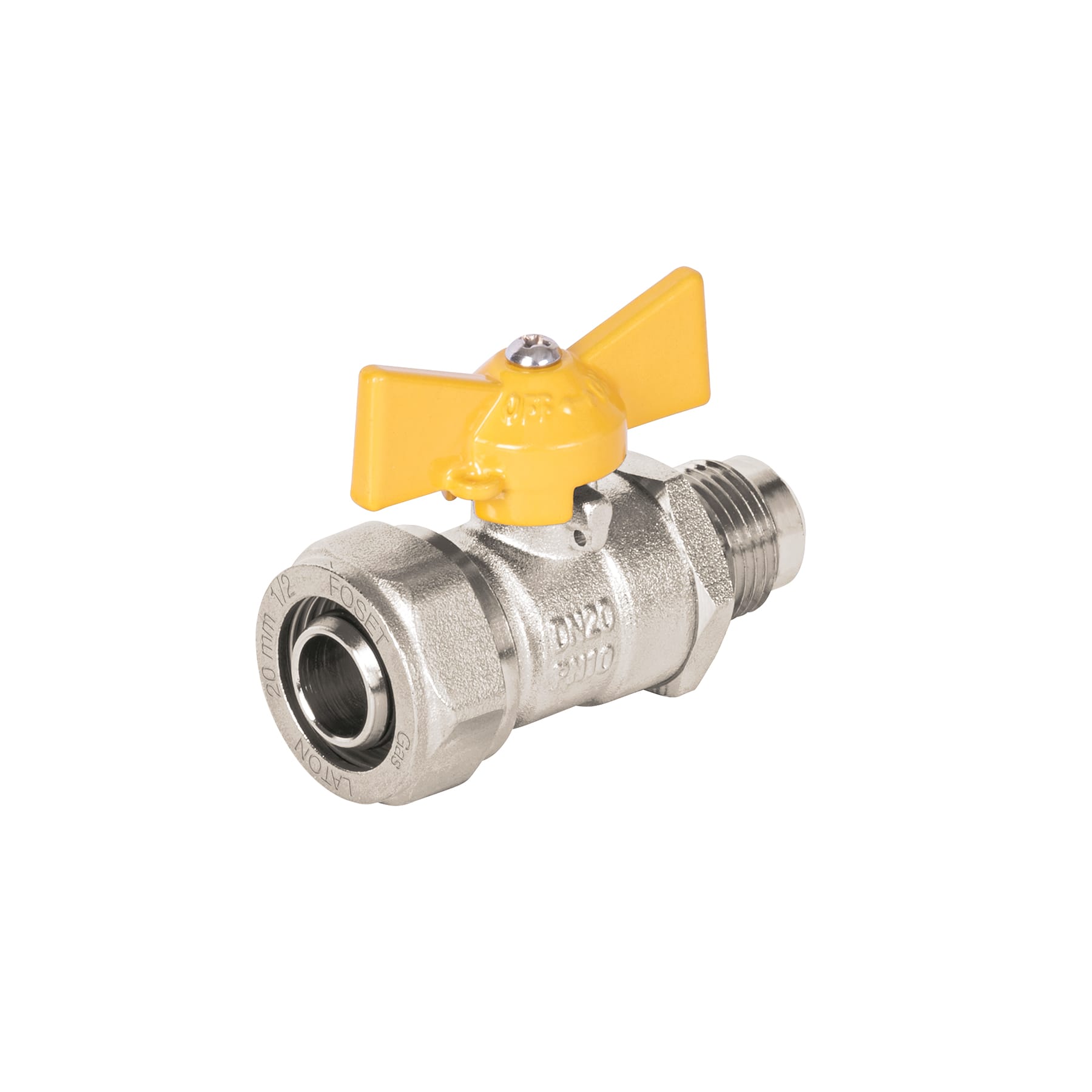 Válvula esfera para PE-AL-PE, 1/2"a flare 3/8", Foset