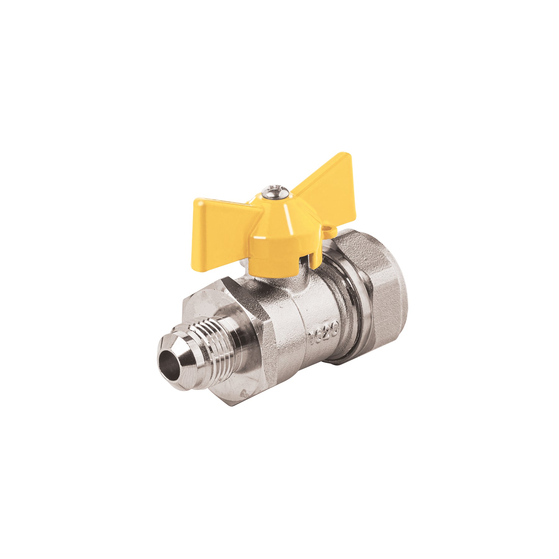 Válvula esfera para PE-AL-PE, 1/2"a flare 3/8", Foset, PPG-12VF, 45947