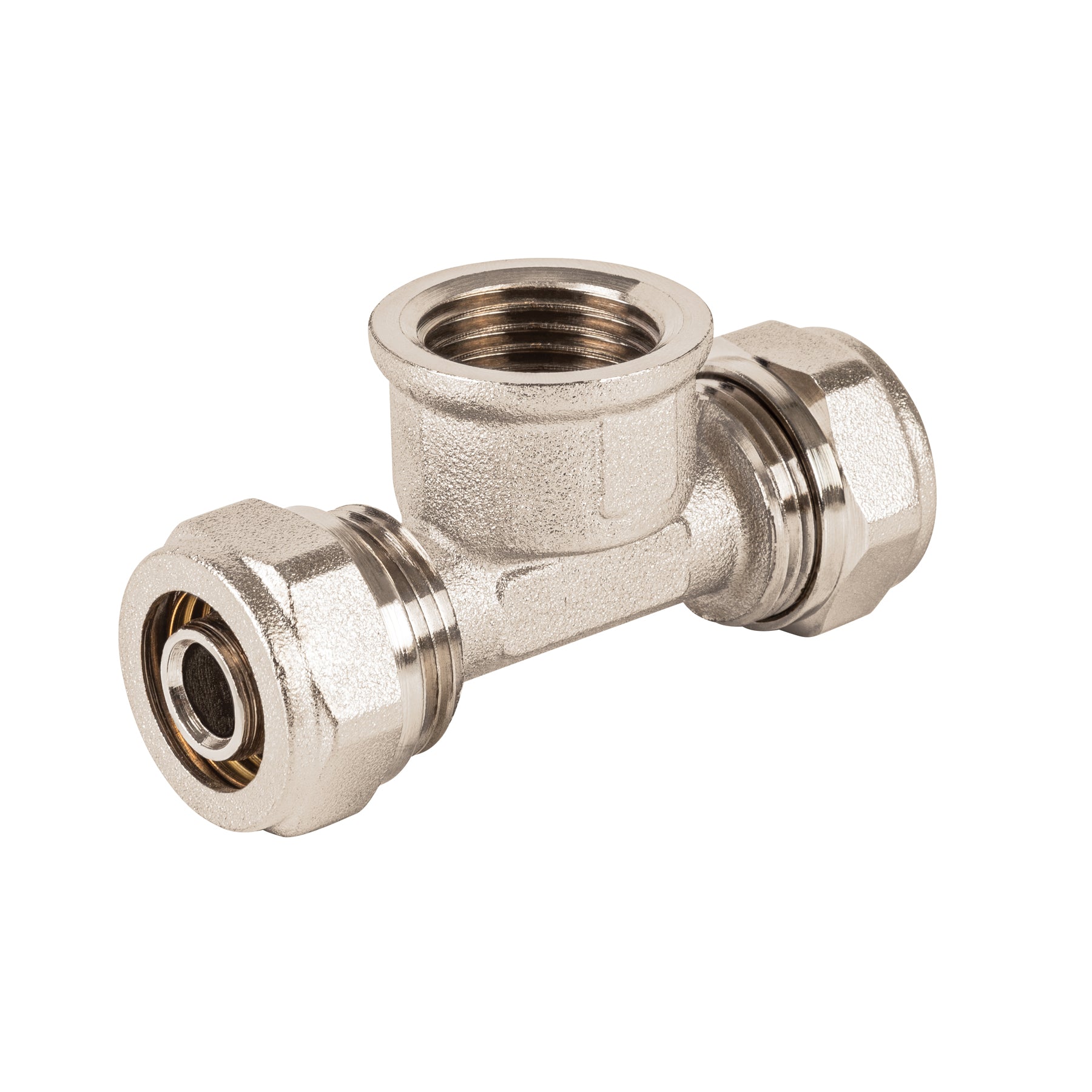 Tee para PEALPE,3/8x1/2x3/8",con rosca hembra central, Foset, PPG-3812TH, 44853