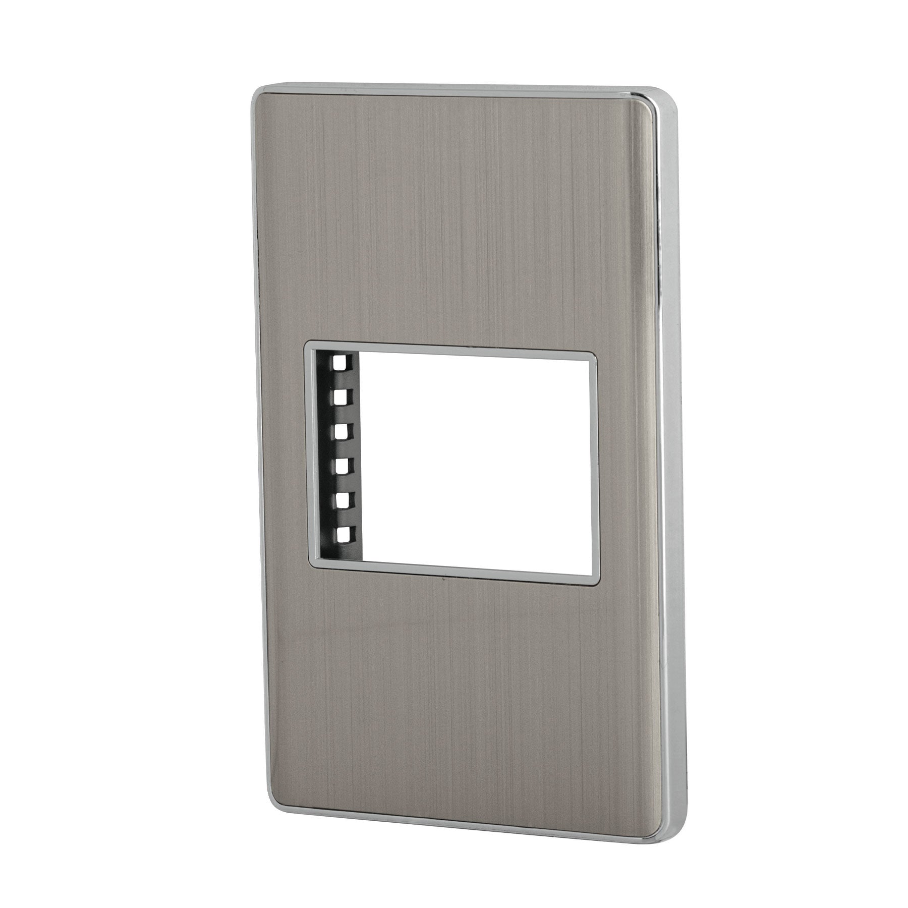 Placa de acero inox con 1 ventana 1.5 módeloulos, línea Lisboa