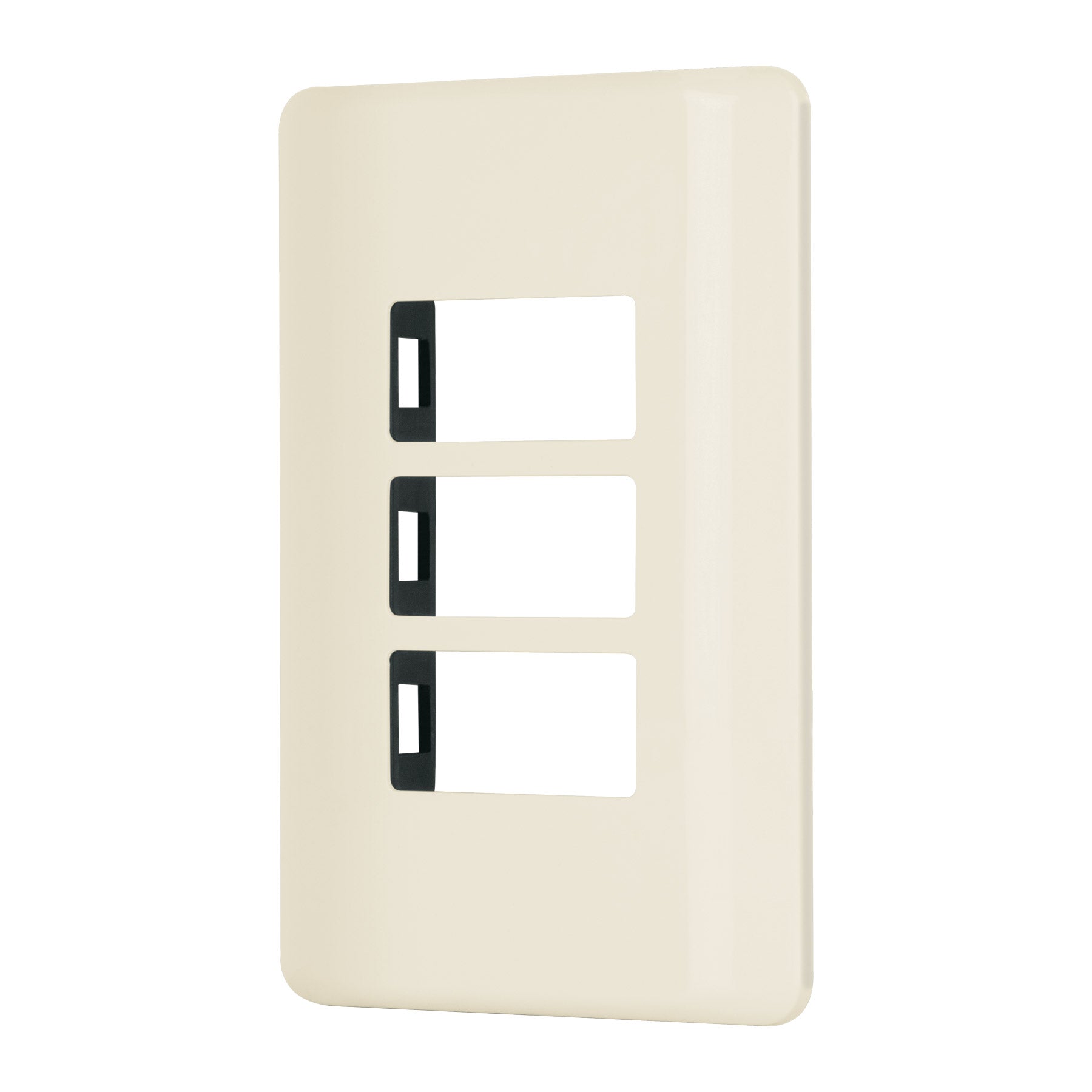 Placa 3 módeloulos, marfil, línea Volteck Basic