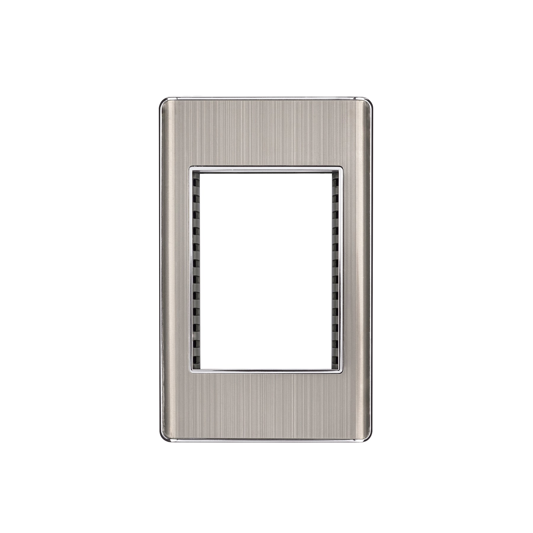 Placa de acero inoxidable con 1 ventana 3 módulos, línea Lisboa, Volteck, PPTR-LA, 47819