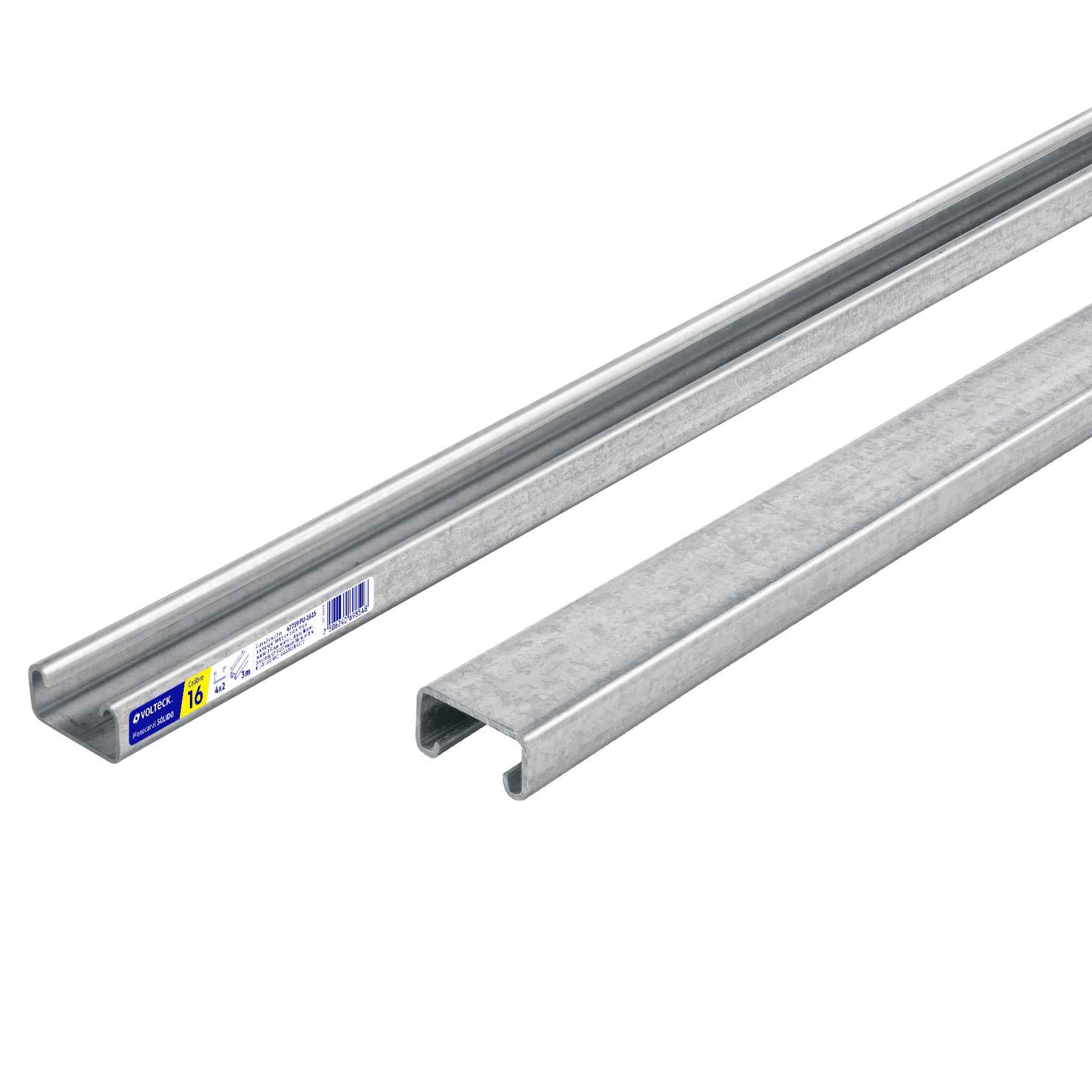 Perfil monocanal sólido de 3 m, 4 x 2 cm cal. 16, VOLTECK