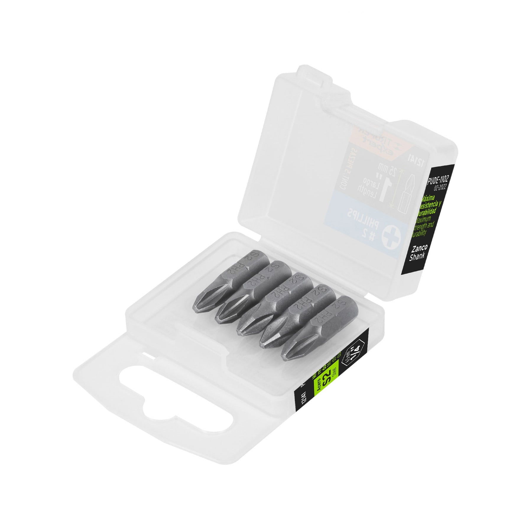 Estuche con 5 puntas de cruz PH2 largo 1", Truper Expert