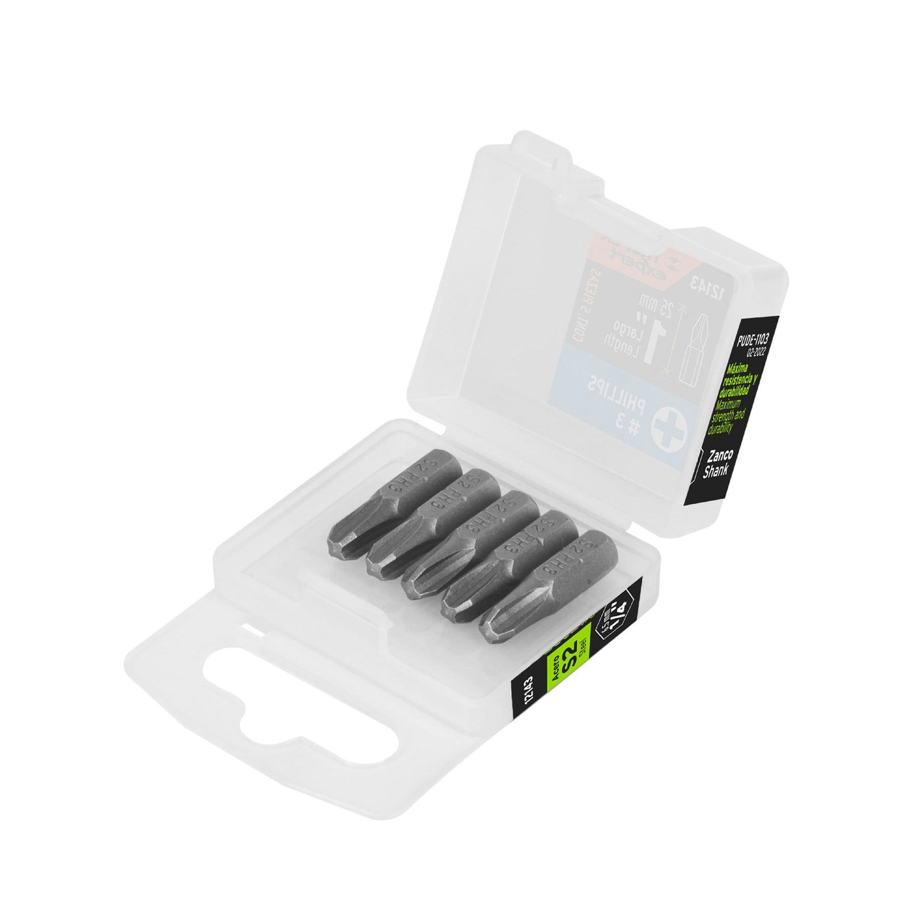 Estuche con 5 puntas de cruz PH3 largo 1", Truper Expert