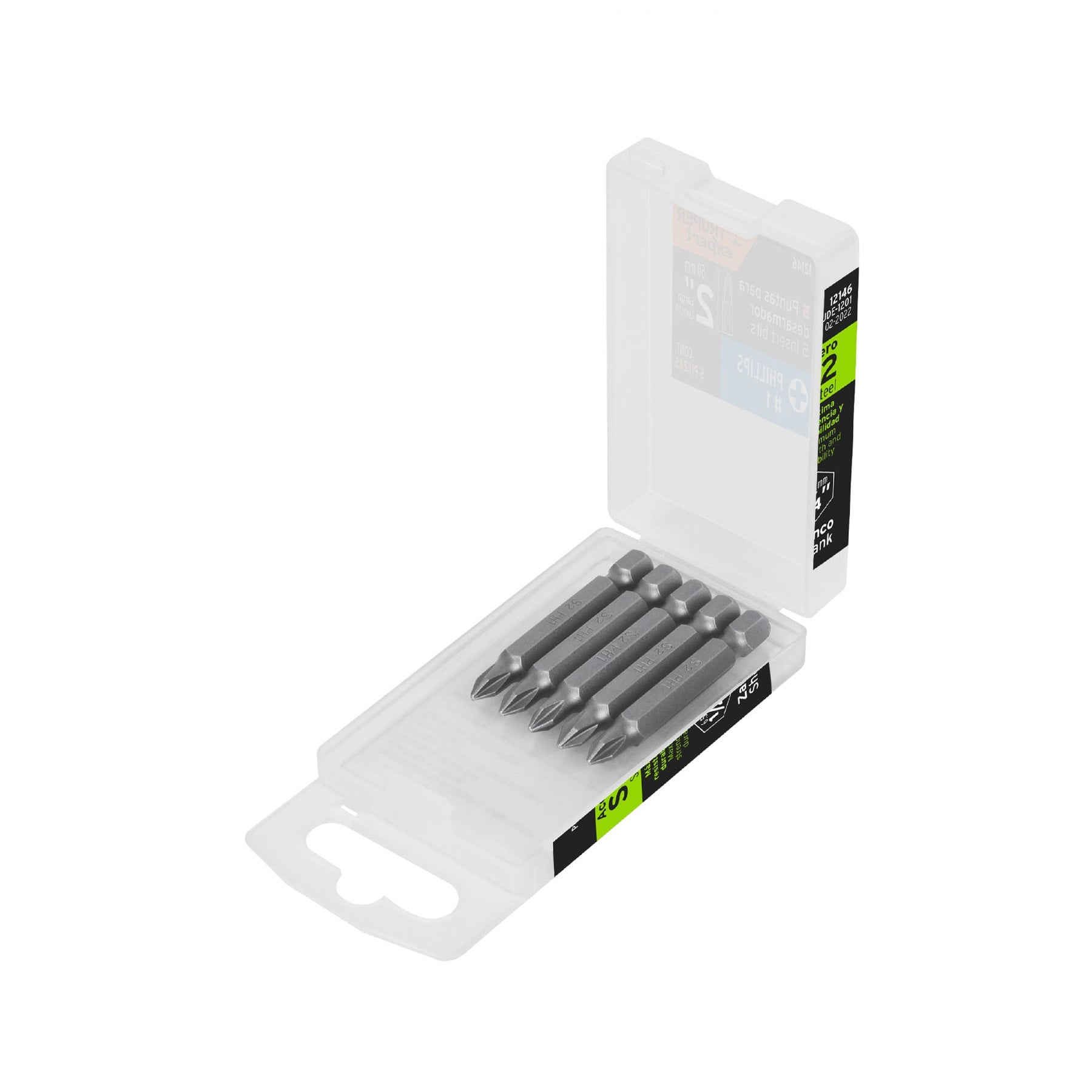 Estuche con 5 puntas de cruz PH1 largo 2", Truper Expert