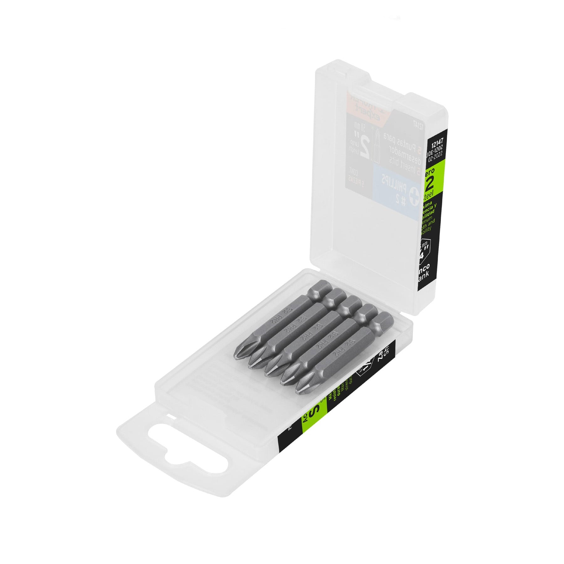 Estuche con 5 puntas de cruz PH2 largo 2", Truper Expert
