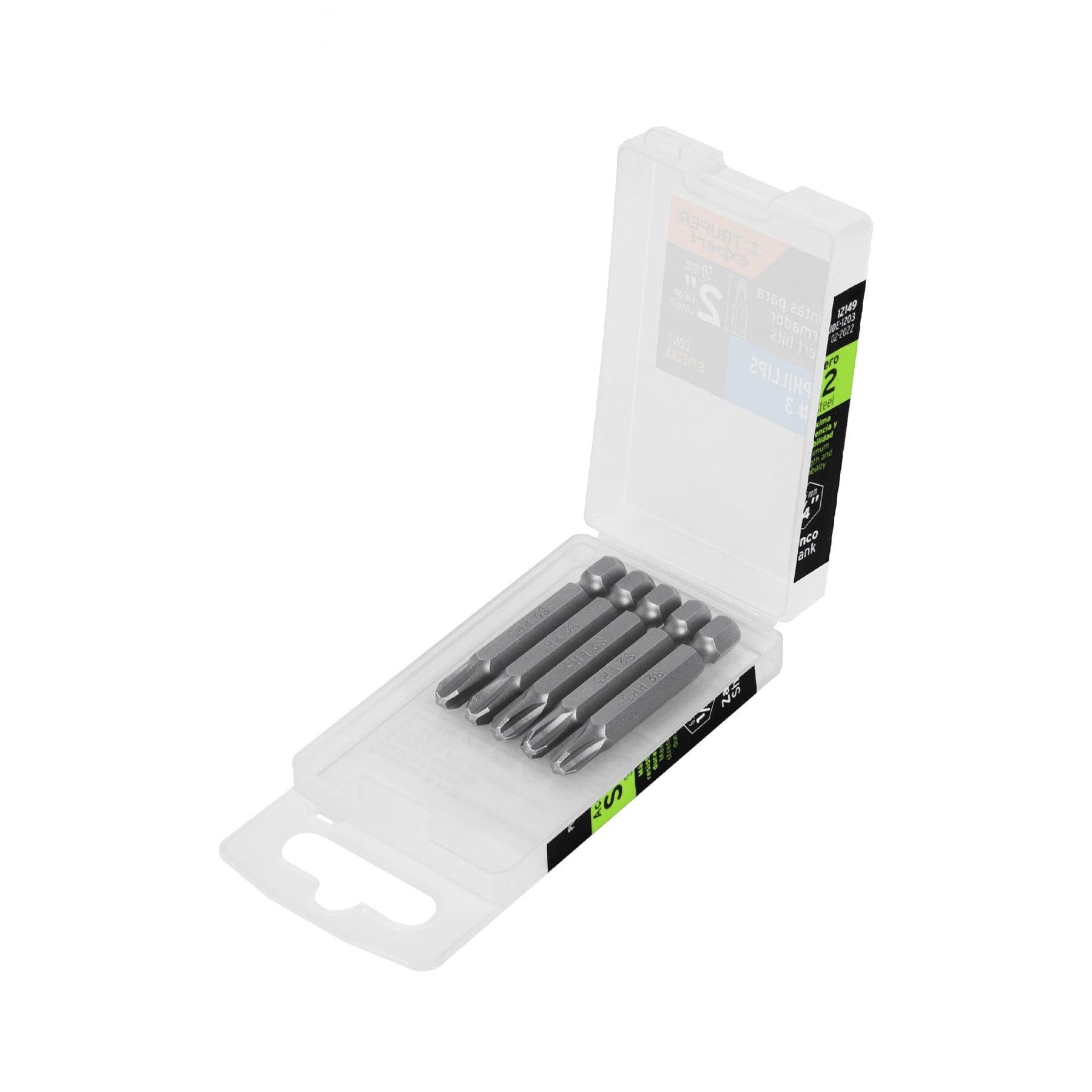 Estuche con 5 puntas de cruz PH3 largo 2", Truper Expert