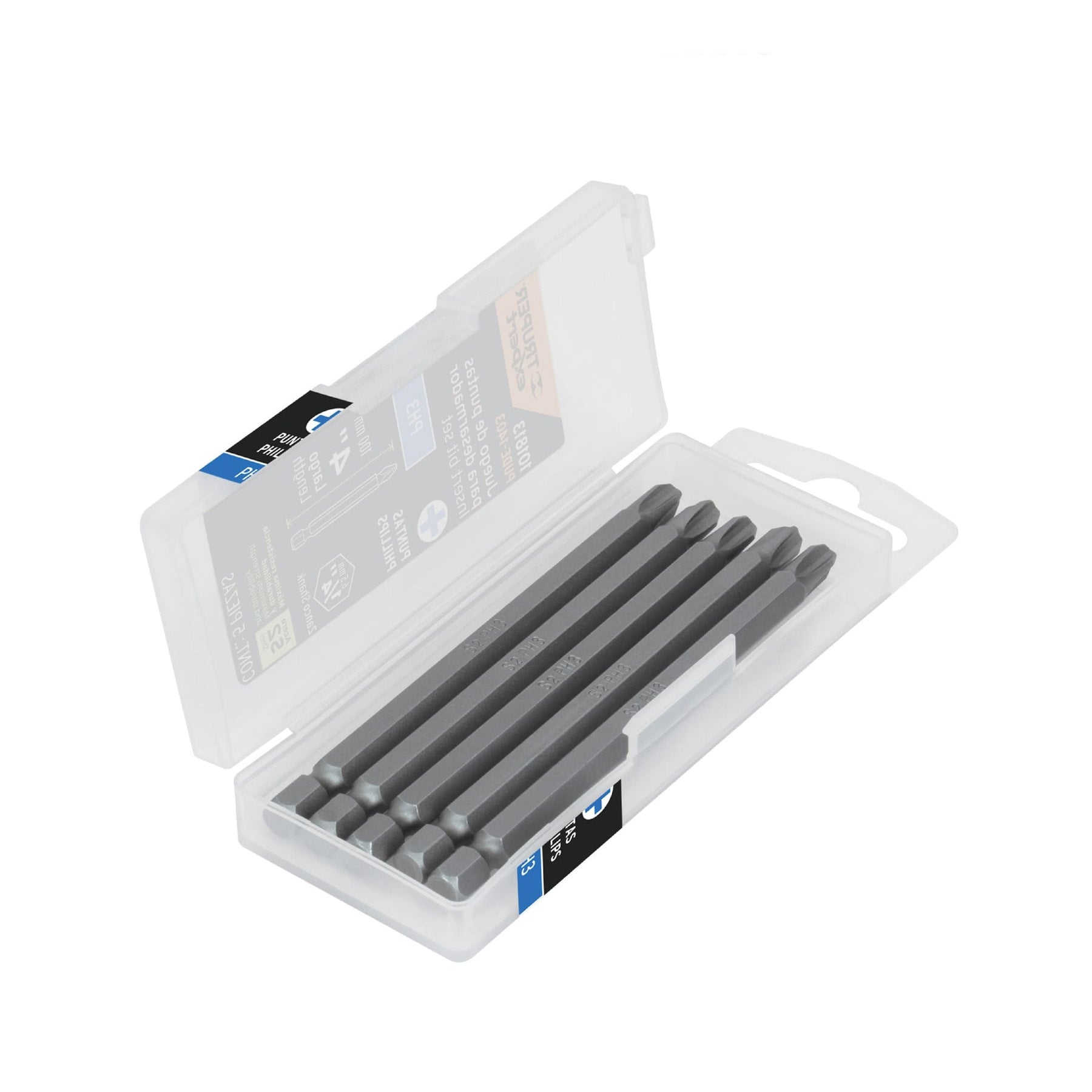 Estuche con 5 puntas de cruz PH3 largo 4", Truper Expert