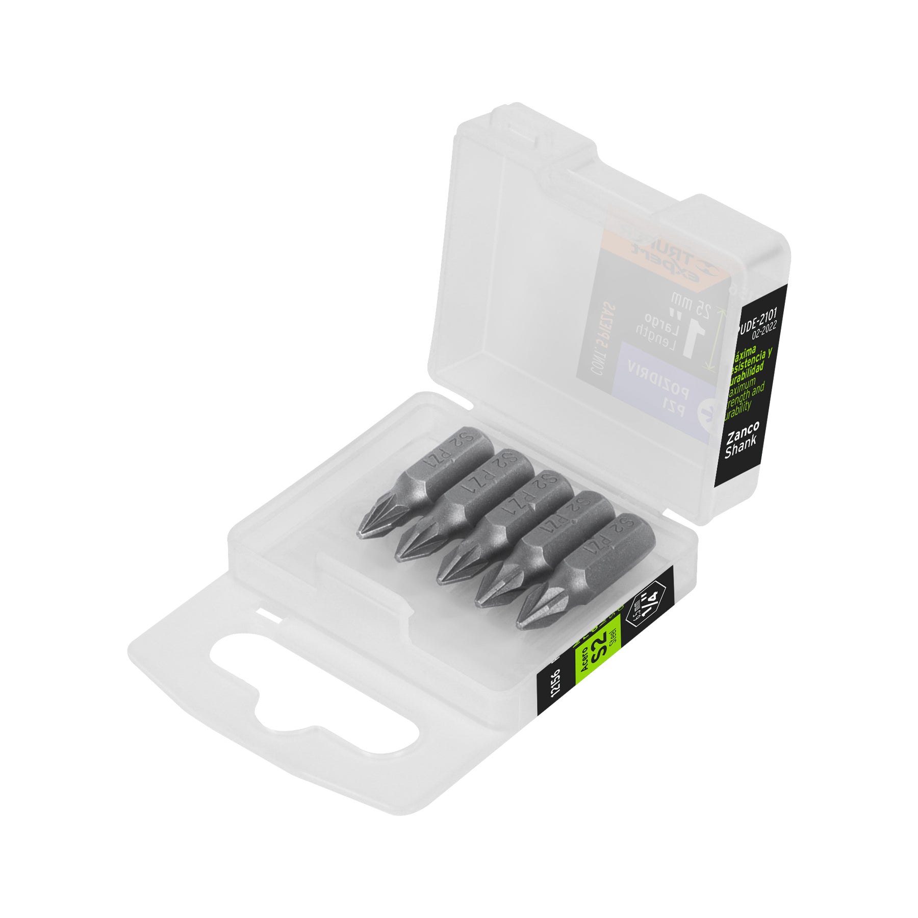 Estuche con 5 puntas pozidriv PZ1 largo 1", Truper Expert