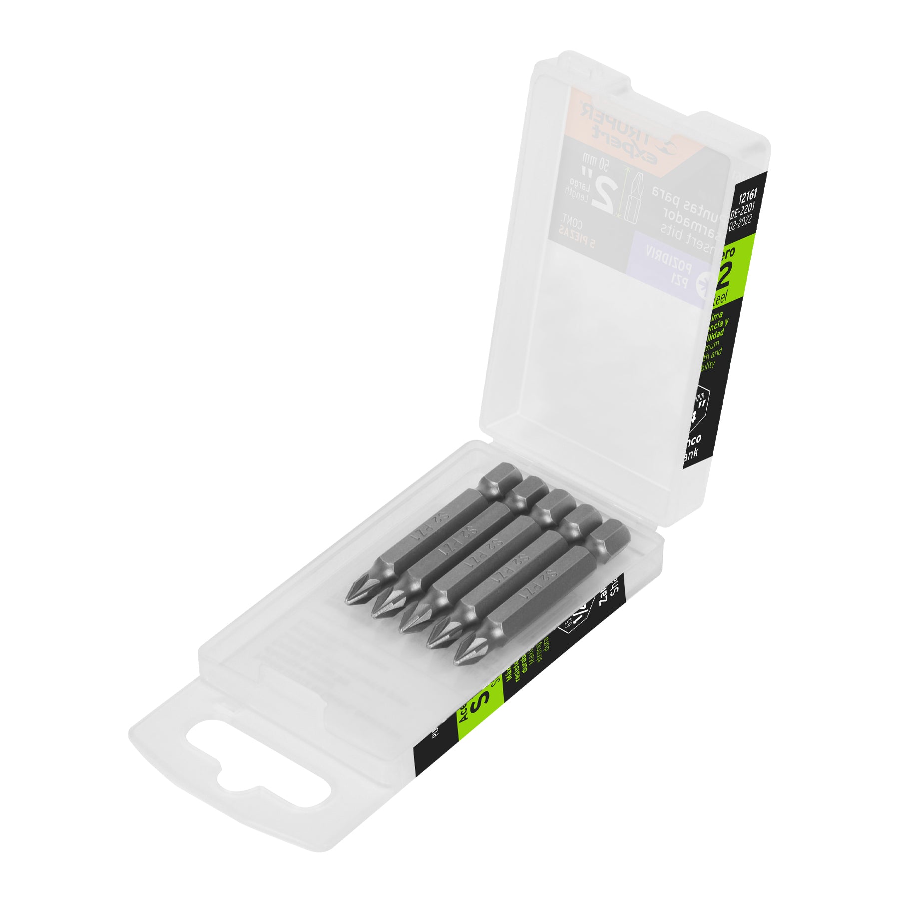 Estuche con 5 puntas pozidriv PZ1 largo 2", Truper Expert