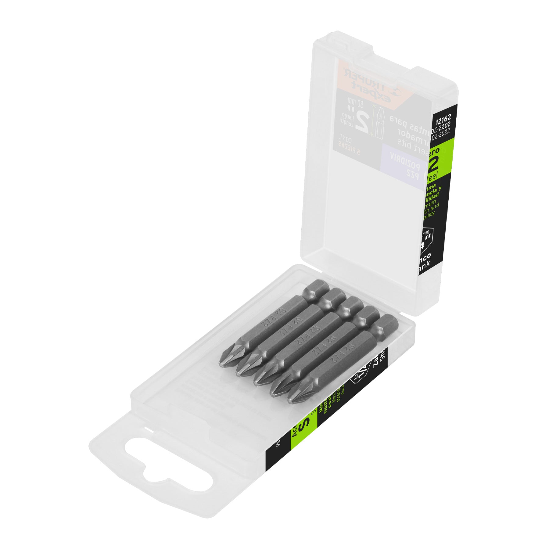 Estuche con 5 puntas pozidriv PZ2 largo 2", Truper Expert